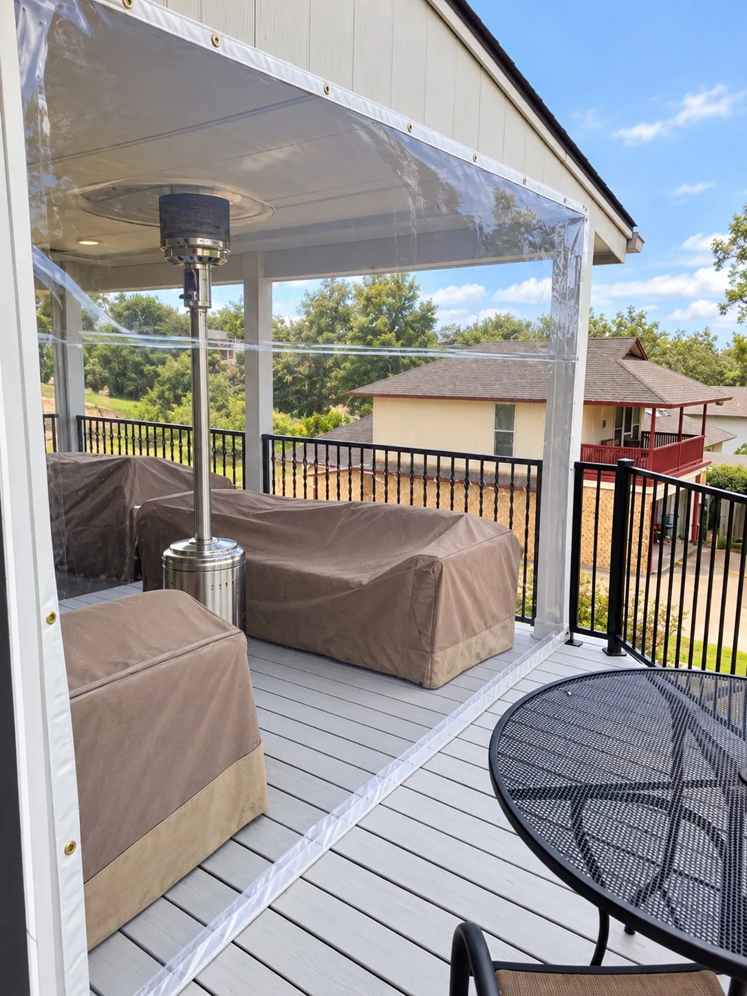 Balcony with vinyl covering for winter