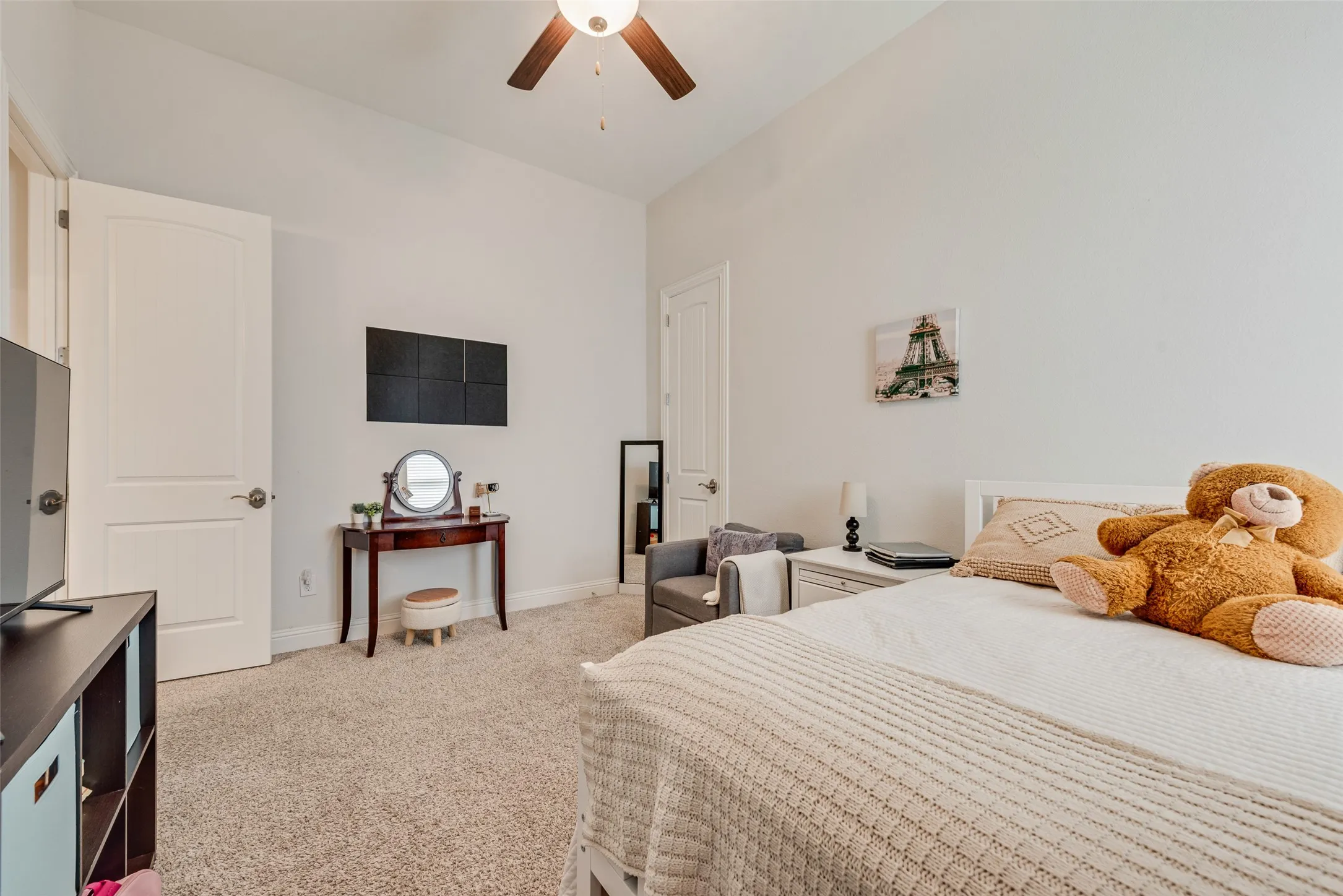 Fourth bedroom with 11 ft ceilings and walk-in closet at 1721 Pattenson Trl, Haslet, TX 76052 in Wellington subdivision