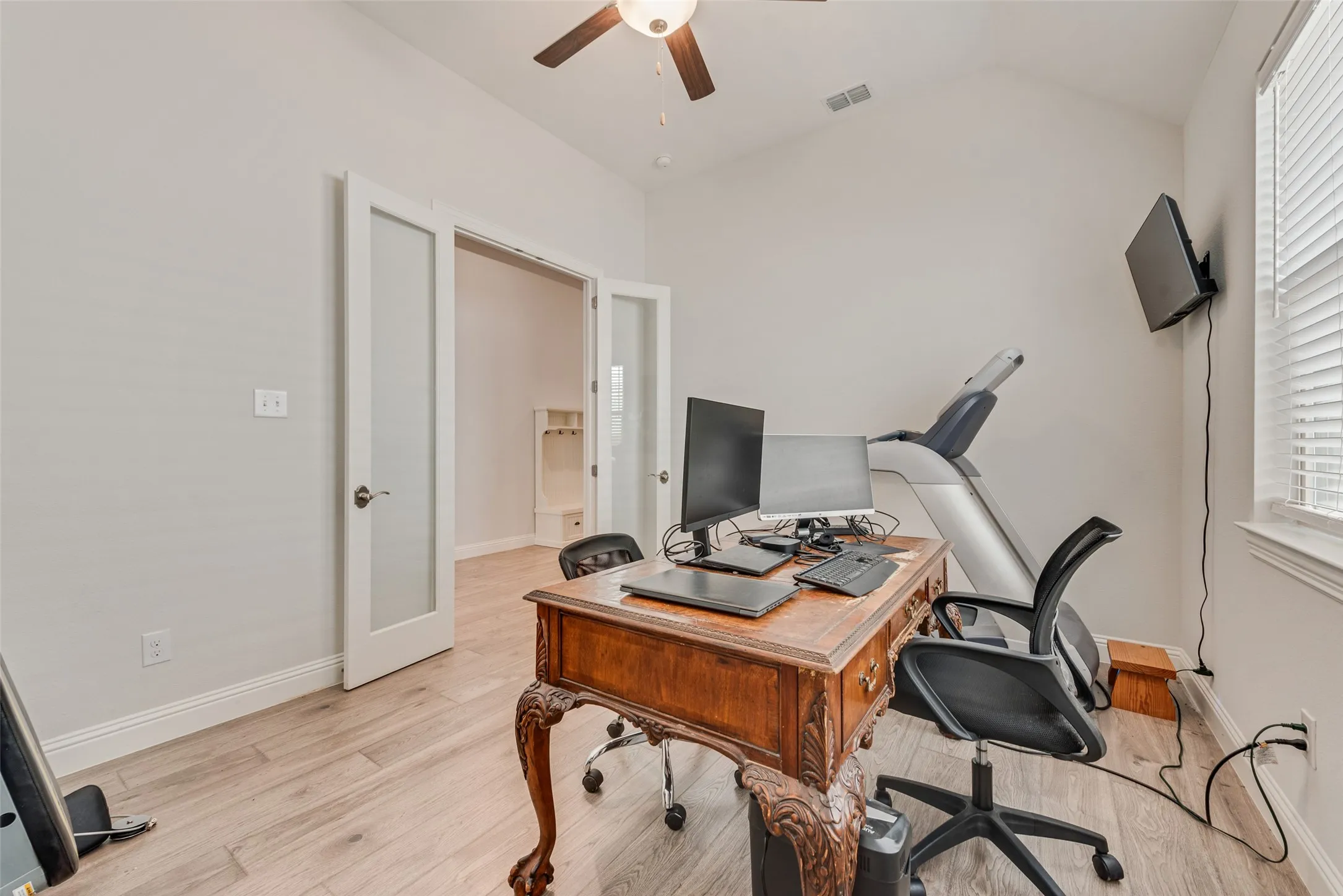 Office with engineered hardwood floors and 11 ft ceilings at 1721 Pattenson Trl, Haslet, TX 76052 in Wellington subdivision