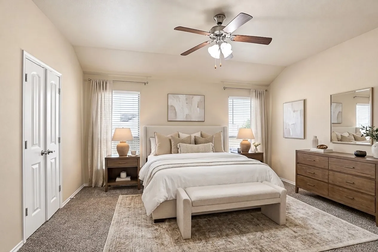 Virtually staged primary suite