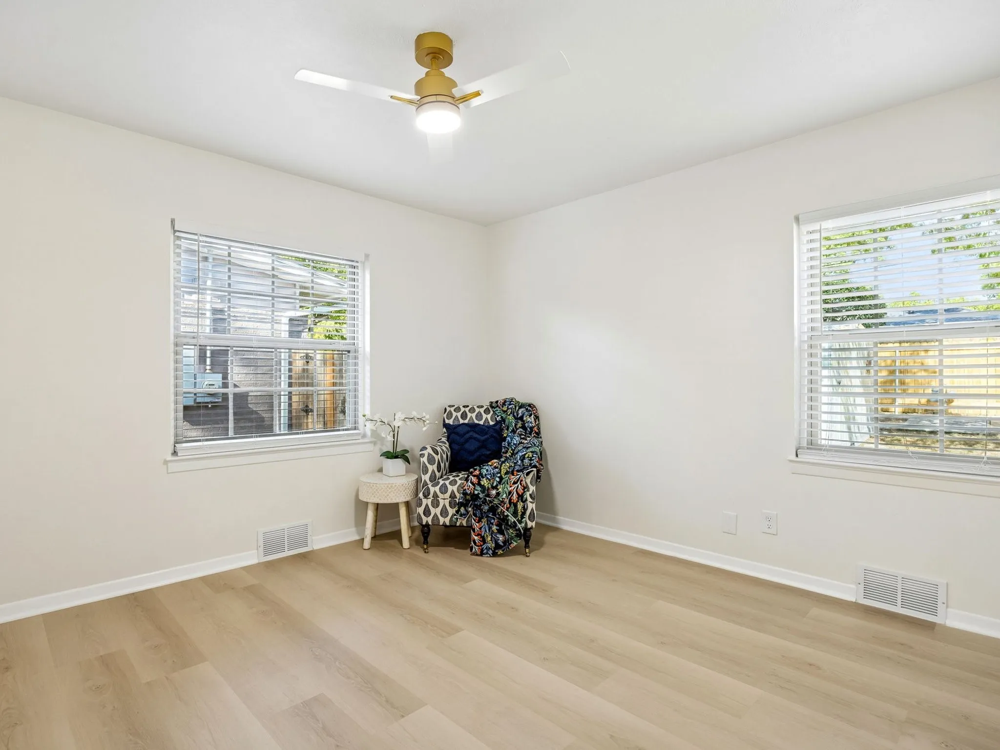 One of three bedrooms