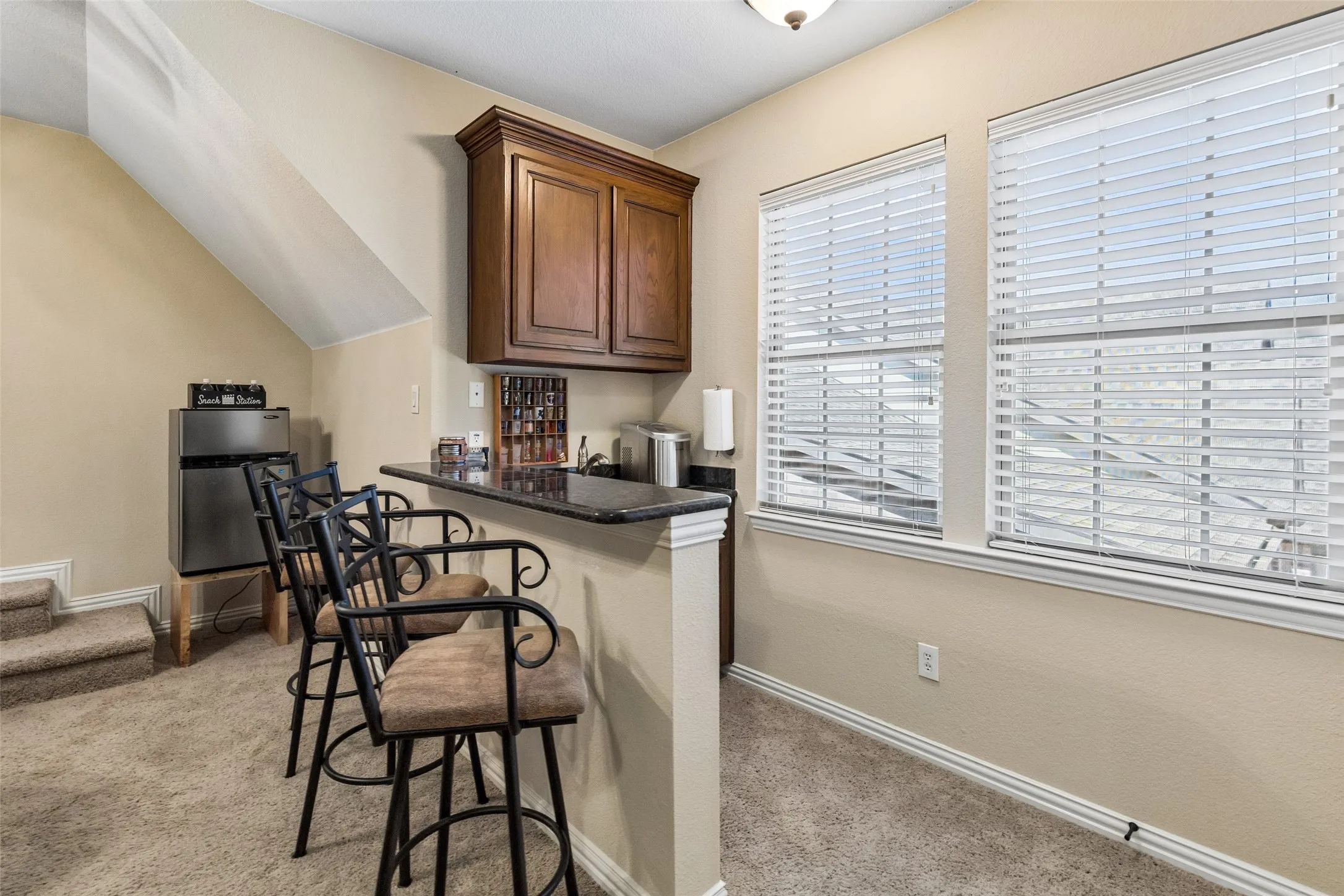 Wet bar area in media room