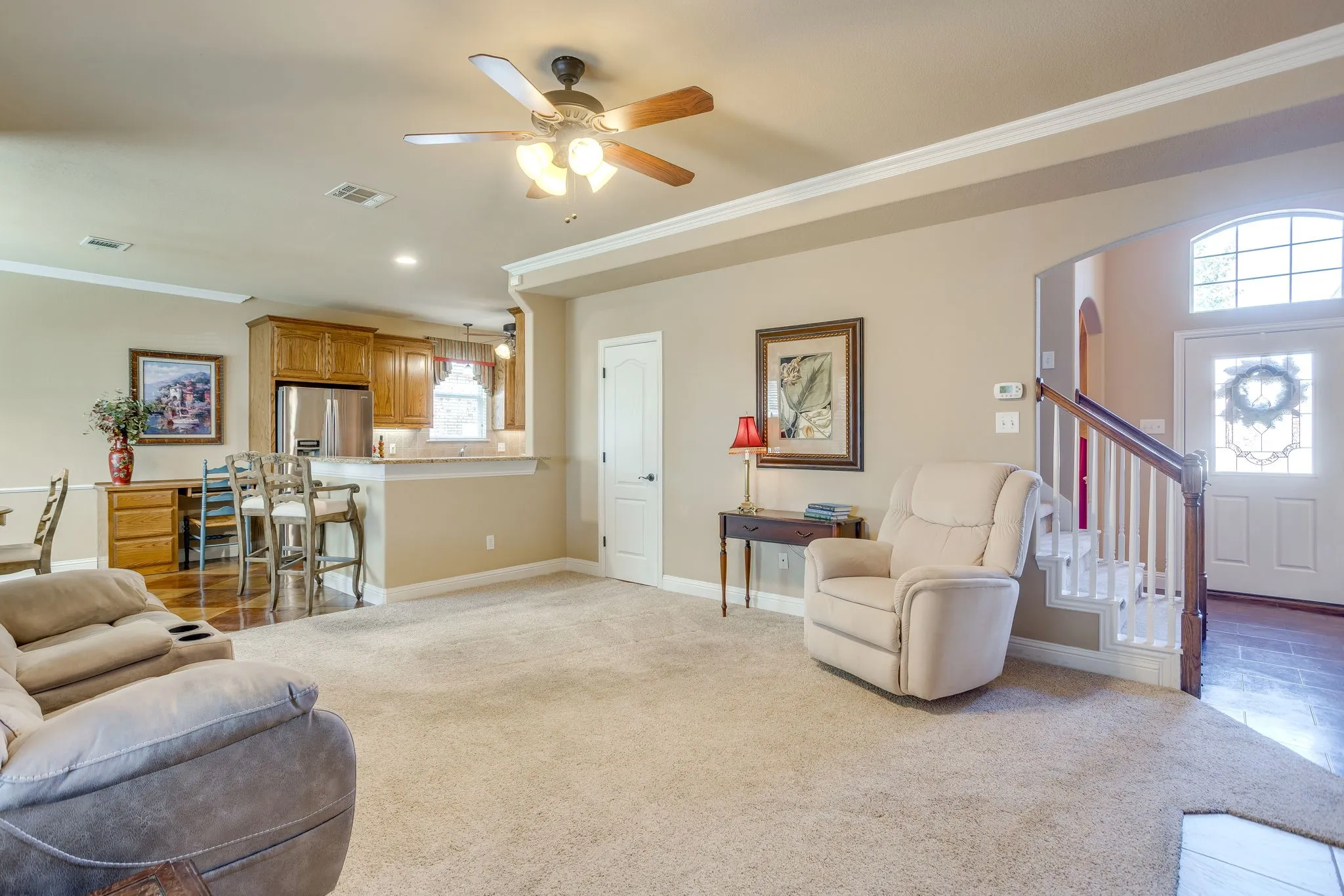 This semi open concept floorplan provides a great flow from one room to the next.