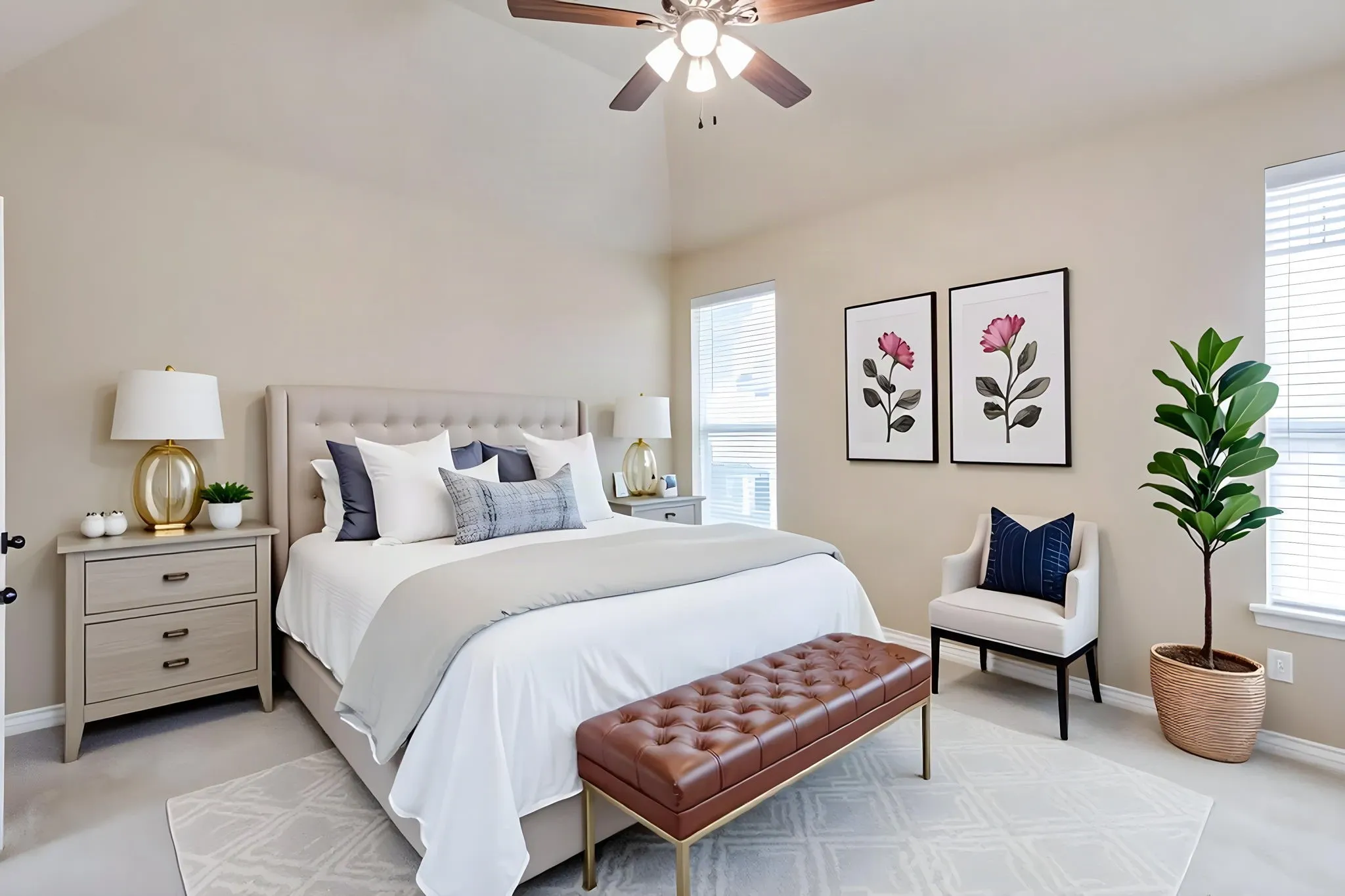 Virtually Staged Primary Bedroom.