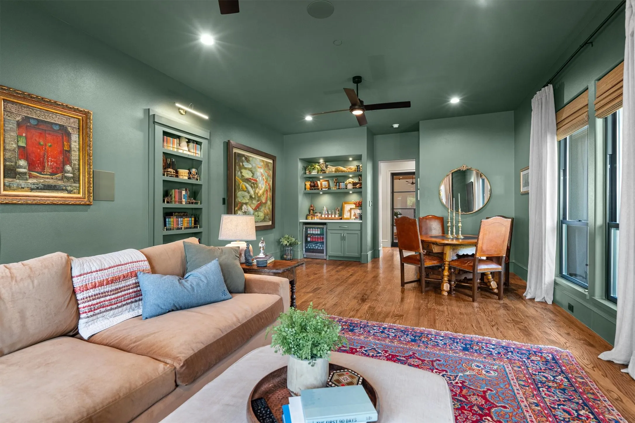 Richly colored flex space ideal as a den, media room, or additional living area.