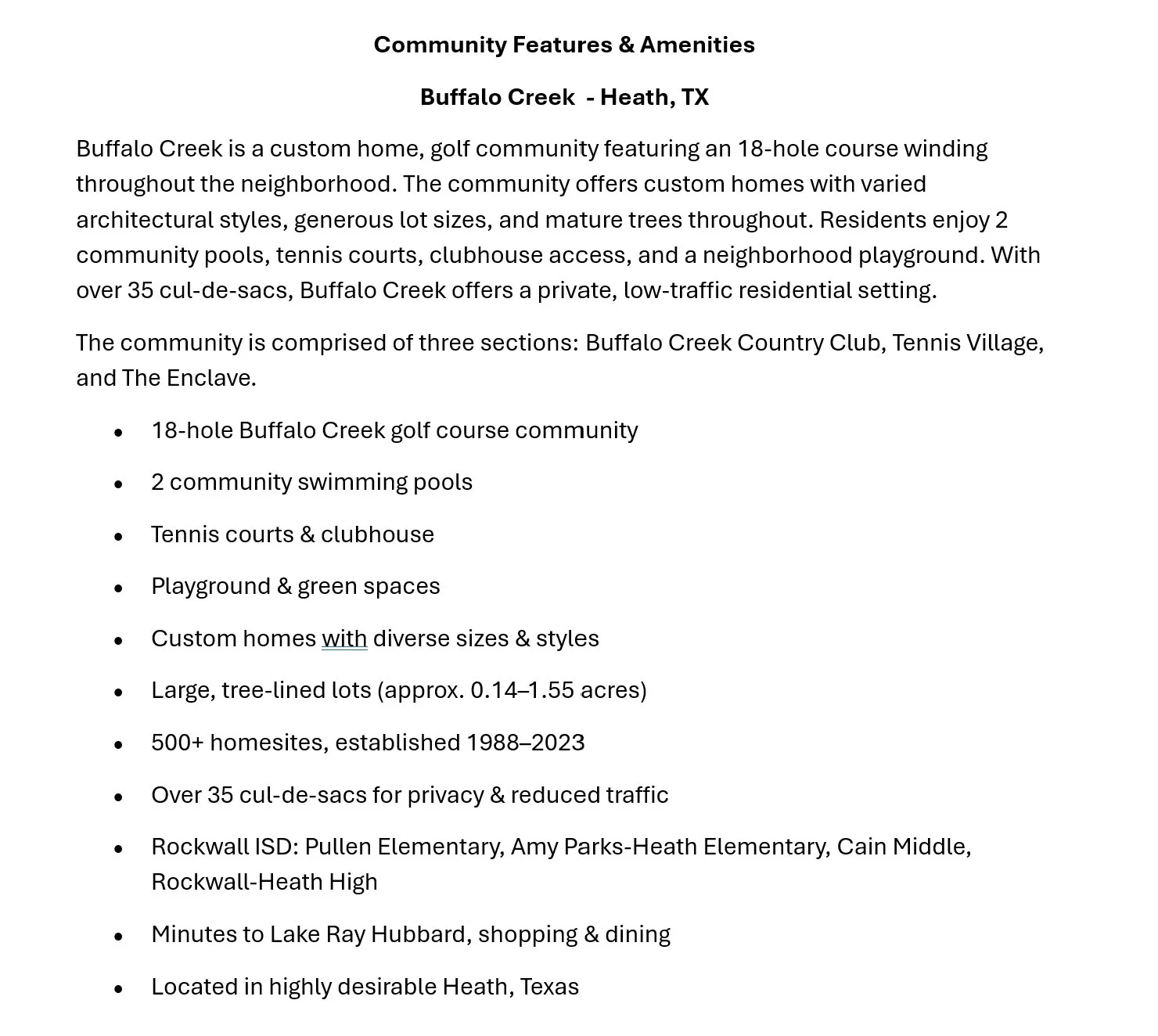 1714 Weiskopf Dr. - Buffal Creek Amenities