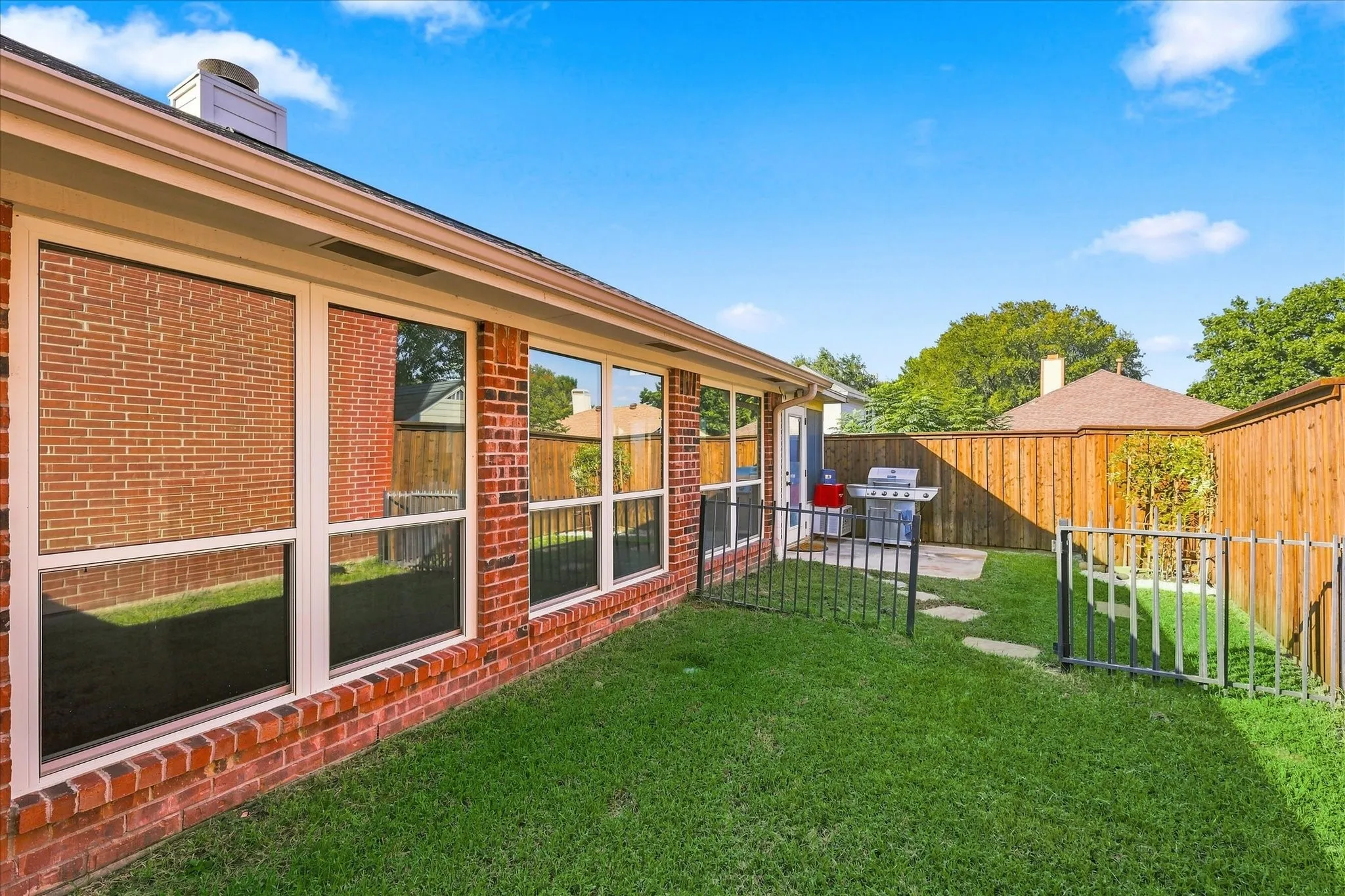 Brick exterior with multiple windows