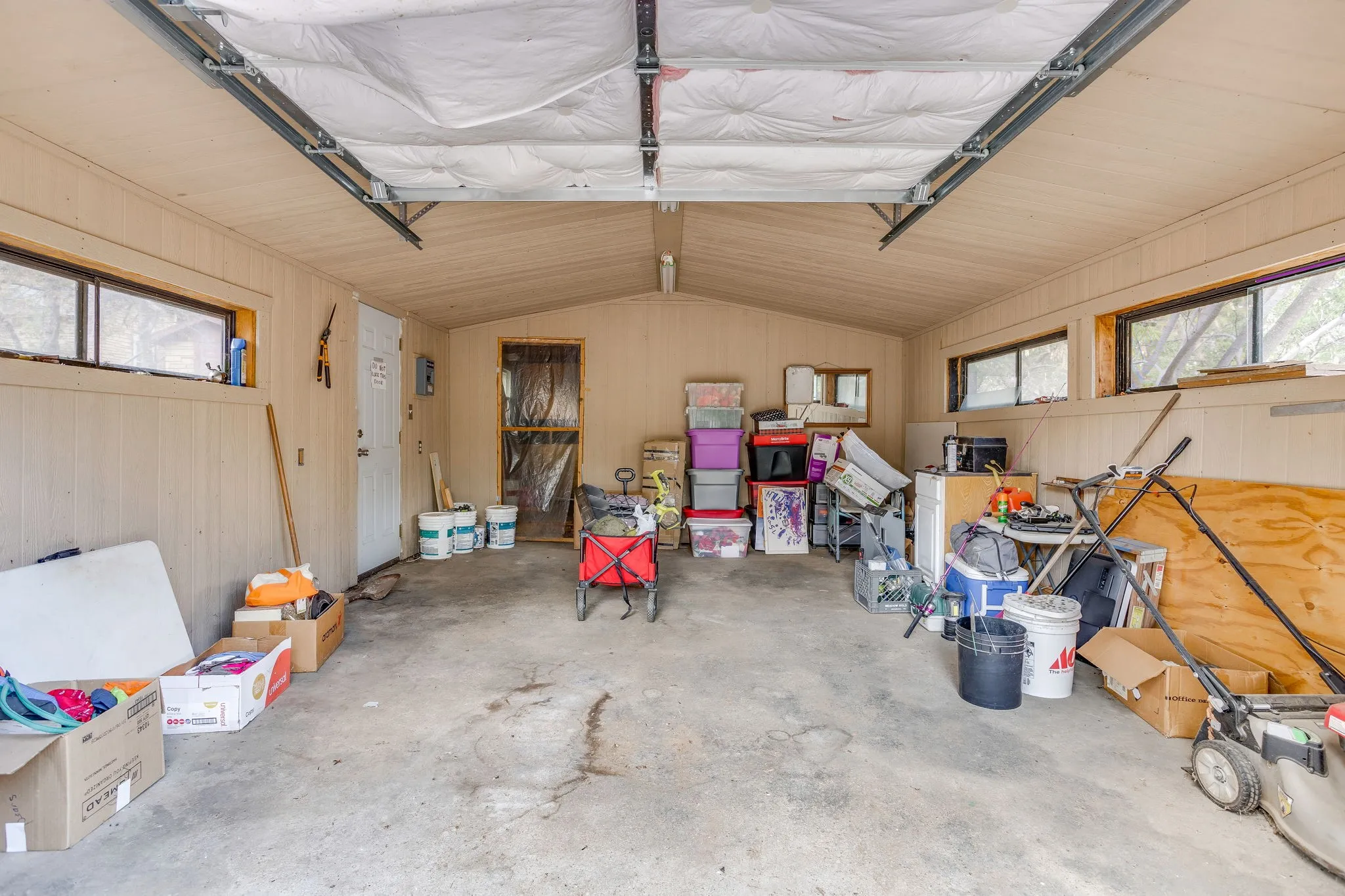 Inside garage looking toward the storage room.
