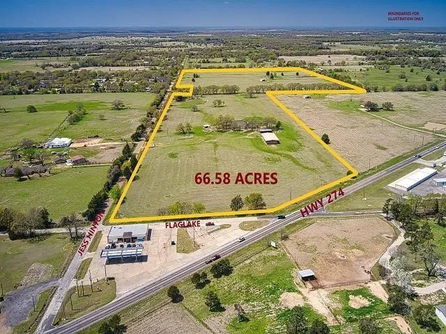 66.58 acres of land featuring a barn structure and highway frontage on HWY 274