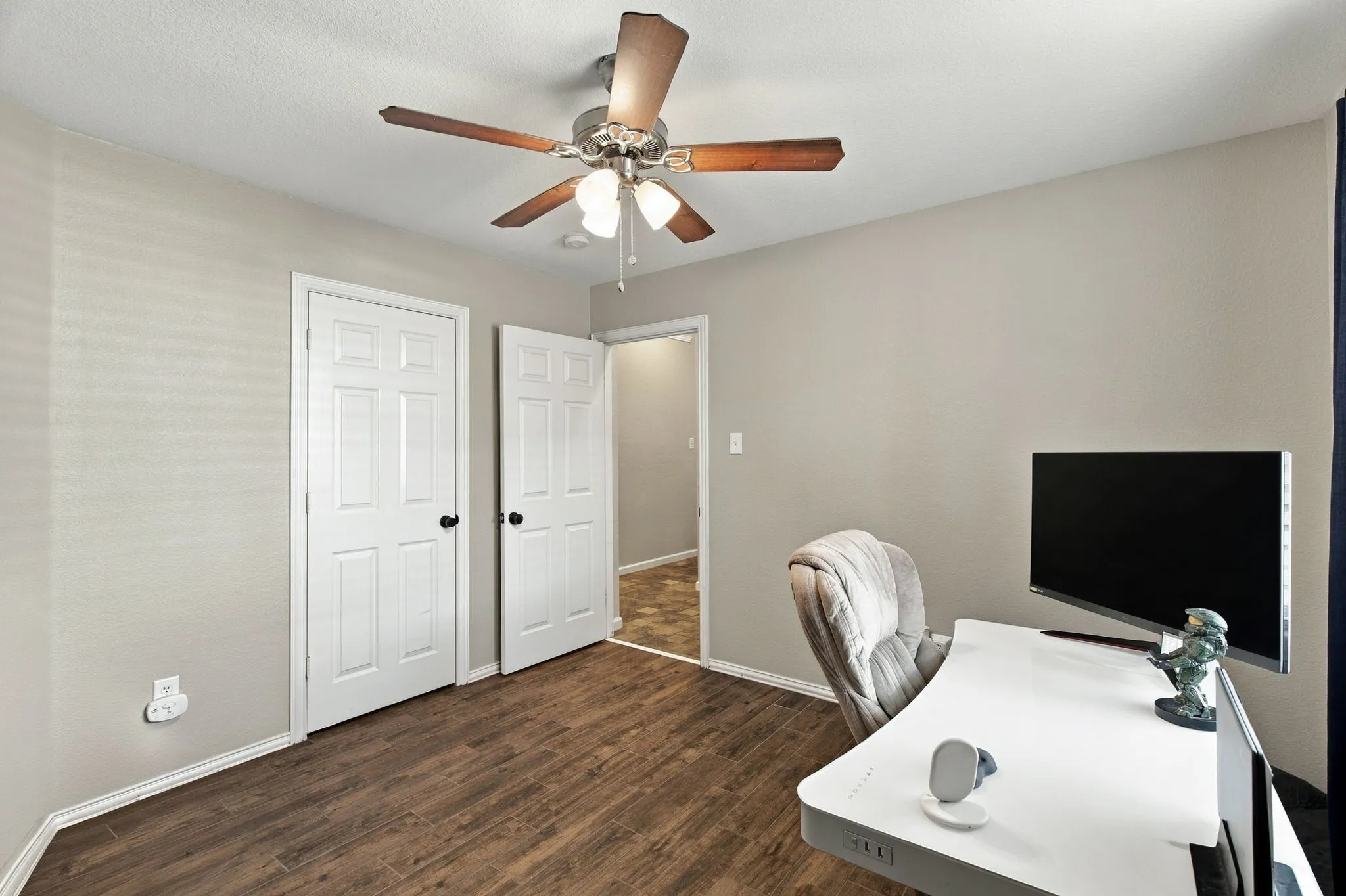 Wood-finish flooring throughout
