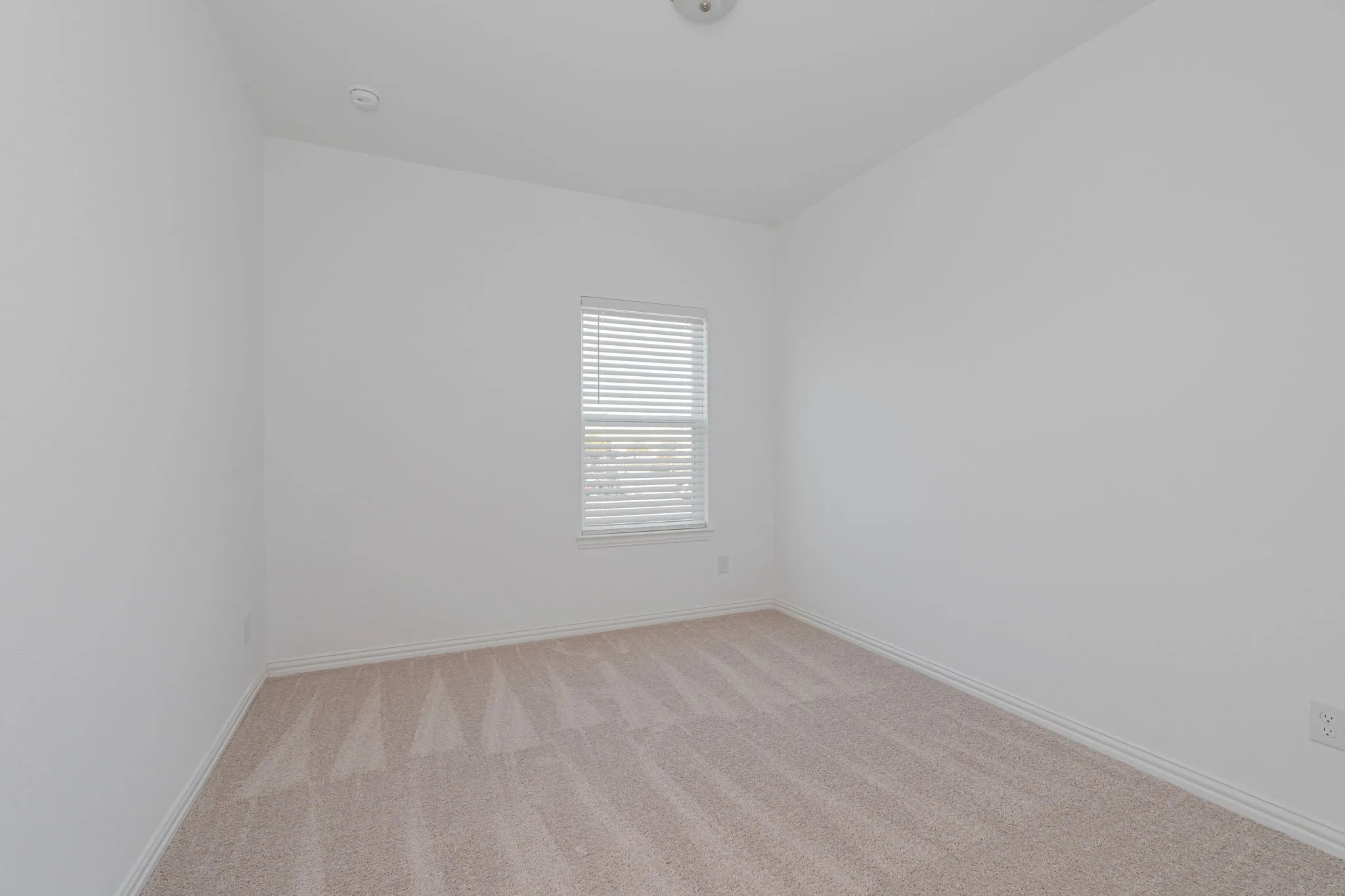 Bright secondary bedroom offers plush carpeting, a generous layout, and a large window providing natural light—an inviting and versatile space for family, guests, or a home office.