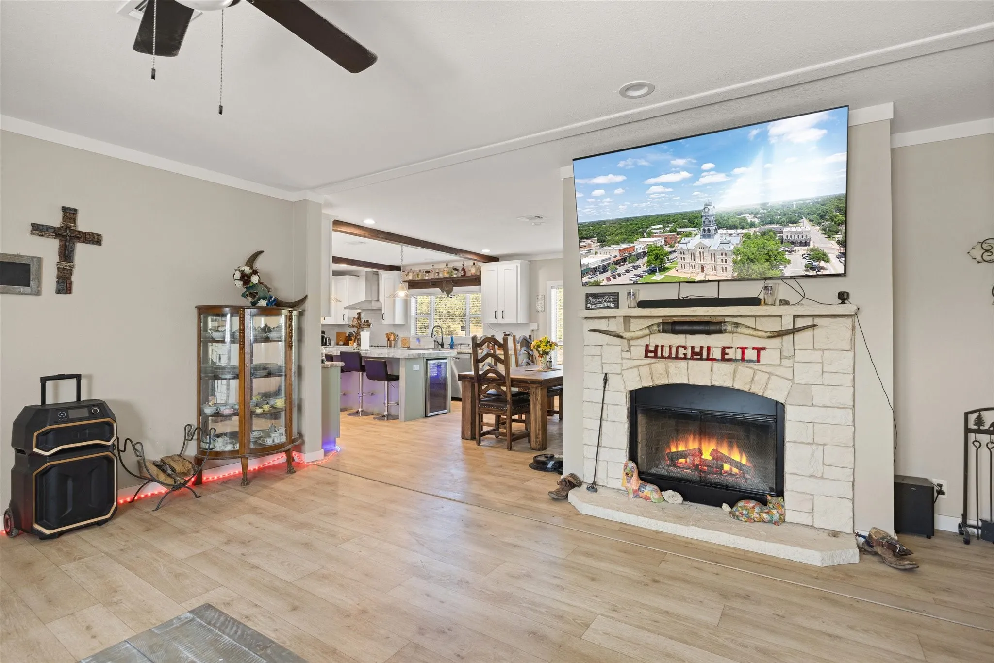 Wood burning fireplace