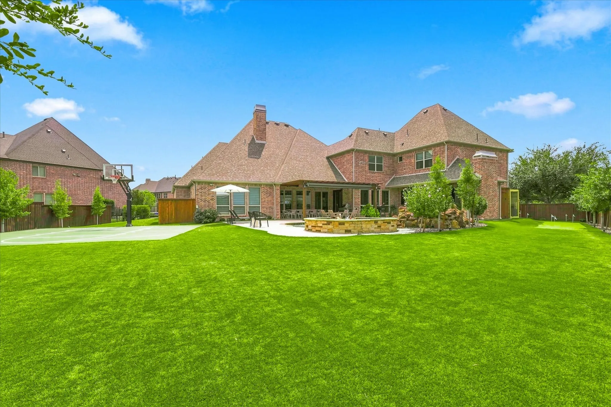 Synthetic turf backyard