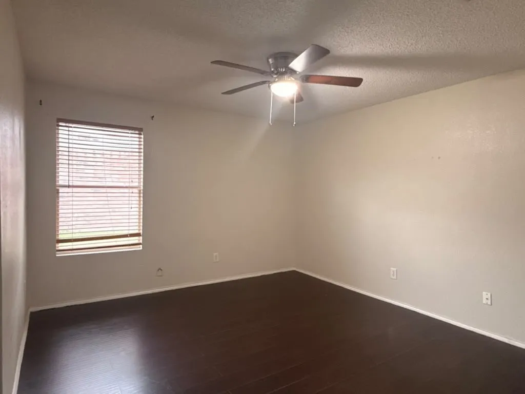 Dark wood-finish flooring with a light-toned wall finish