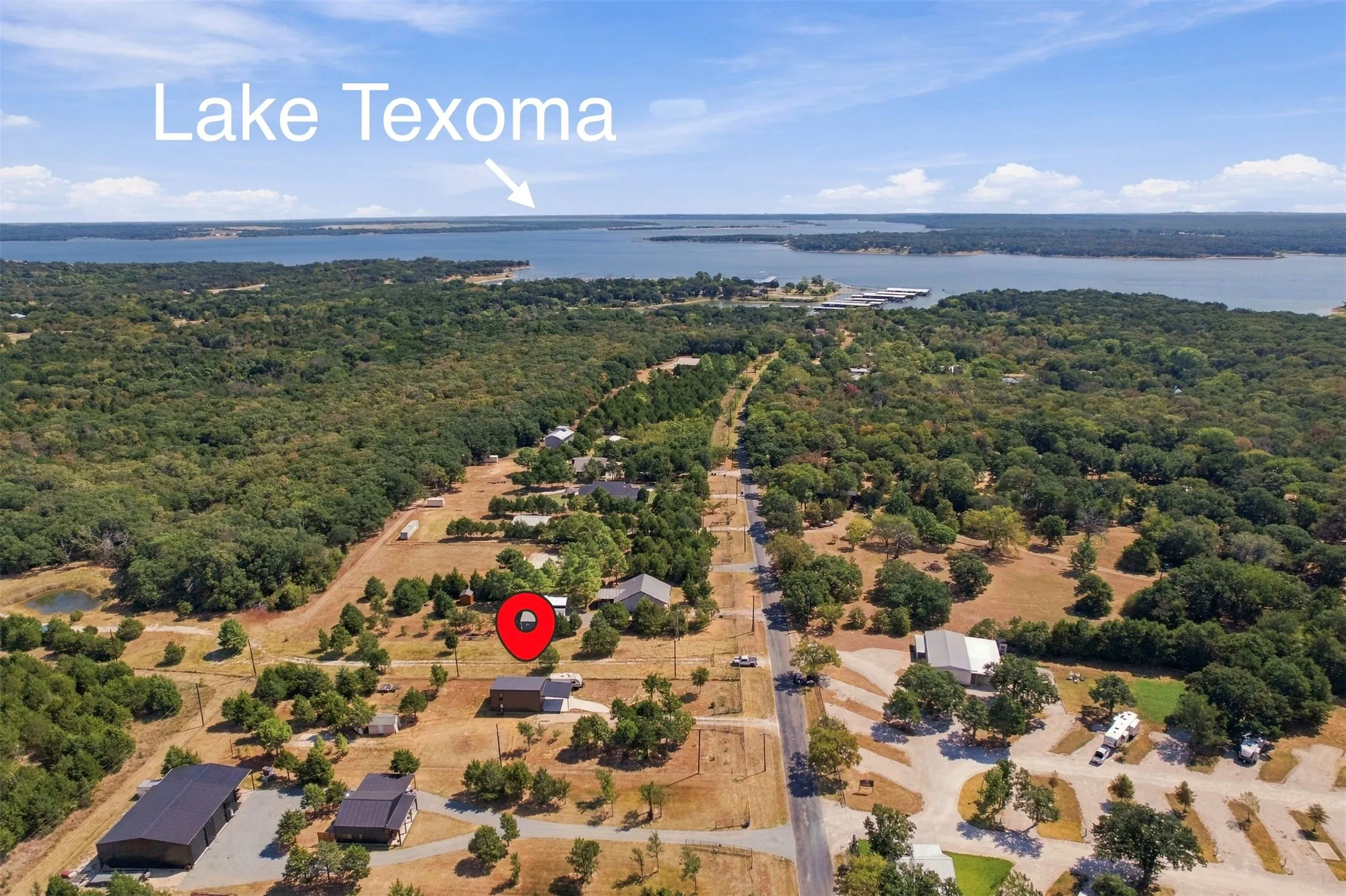 Lake Texoma scenery with surrounding wooded areas