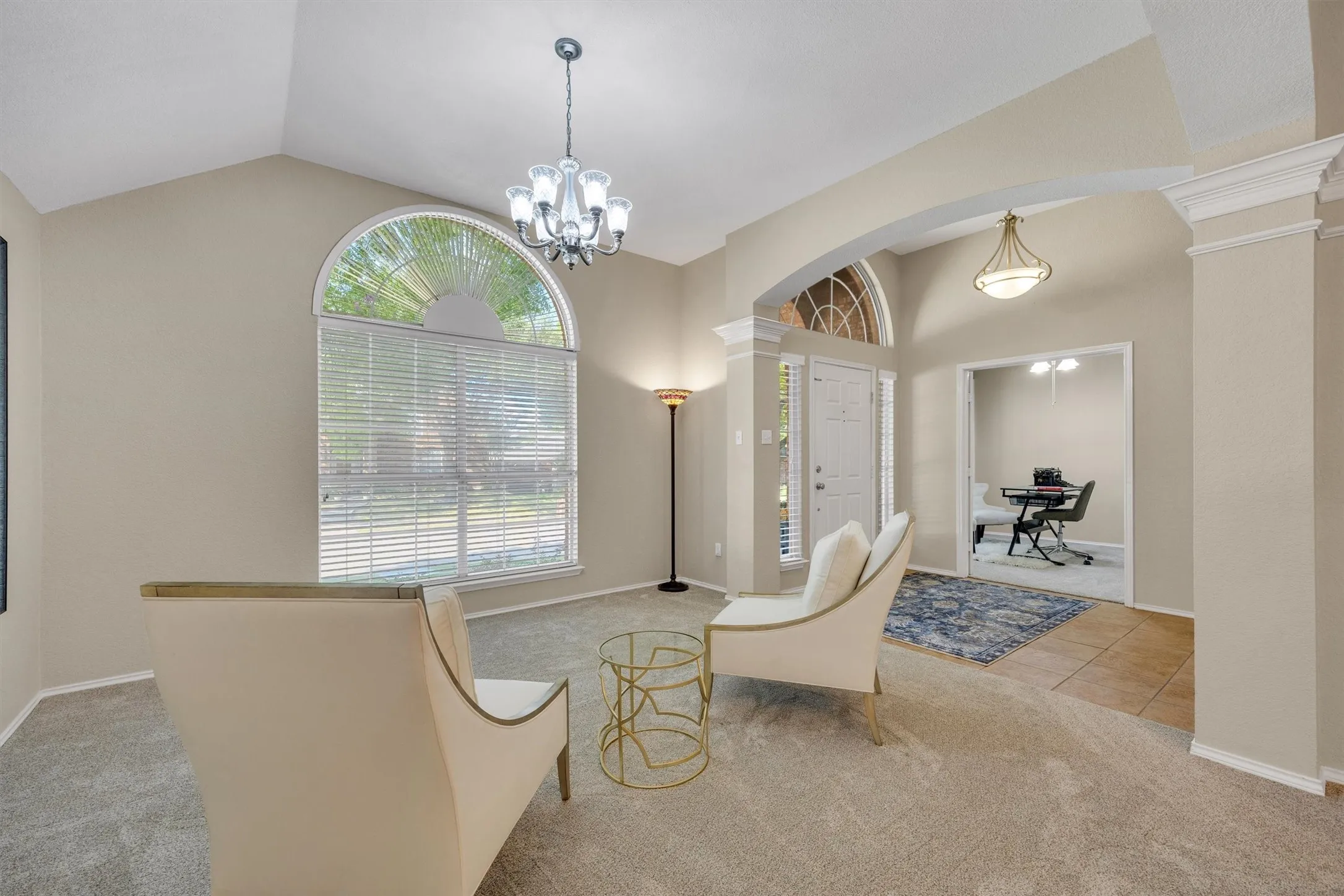 open space front entry to den, dining and front flex bedroom/ office