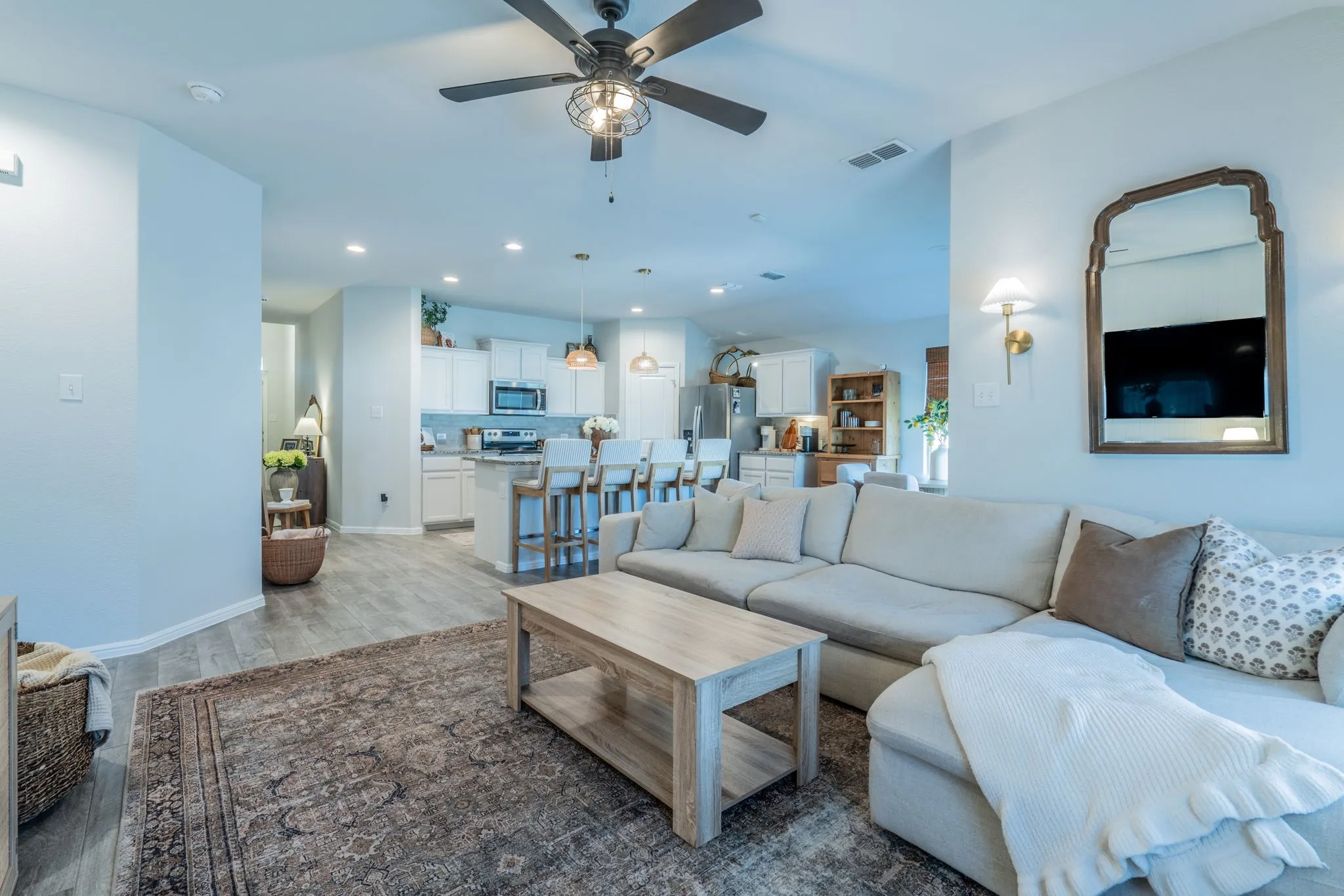 Living room open to kitchen