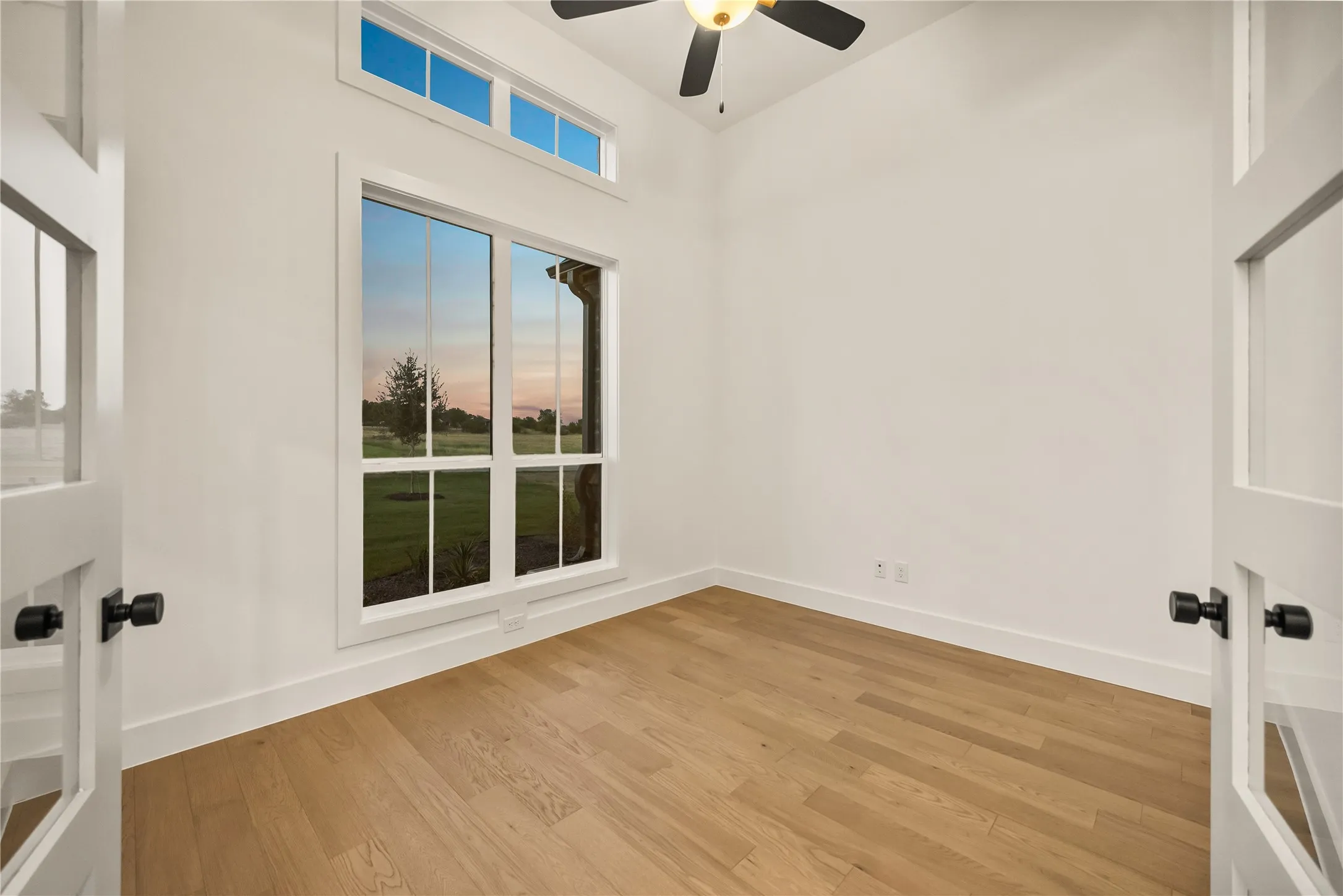 Bright interior with wood-finish flooring