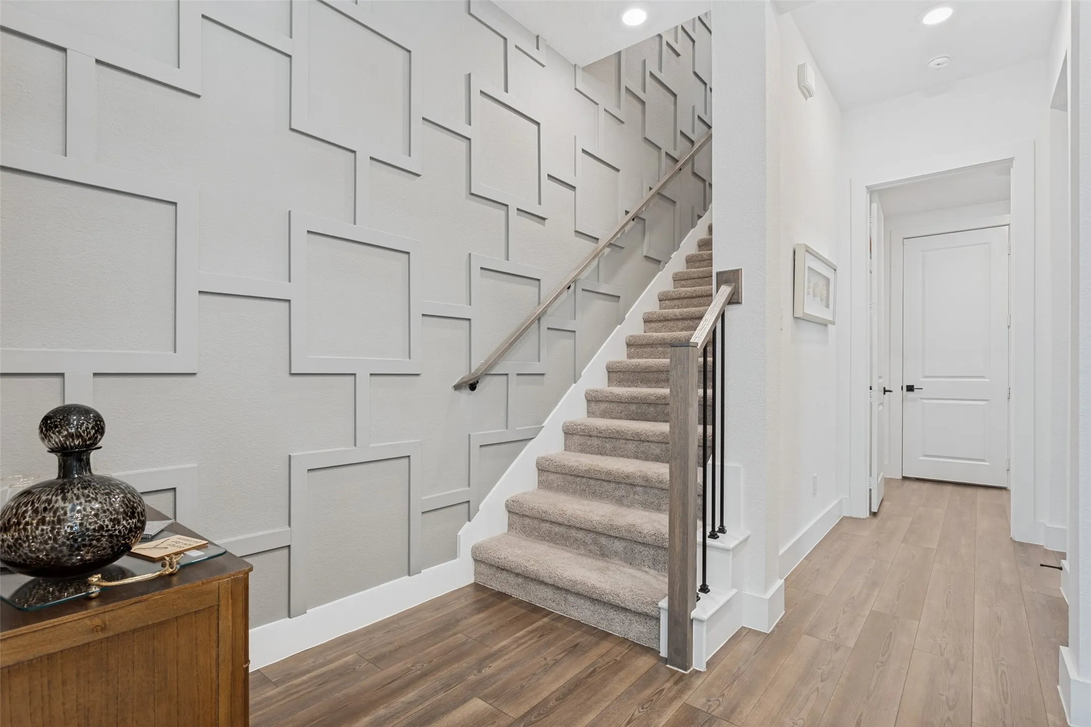 Beautiful board and batten staircase accent wall