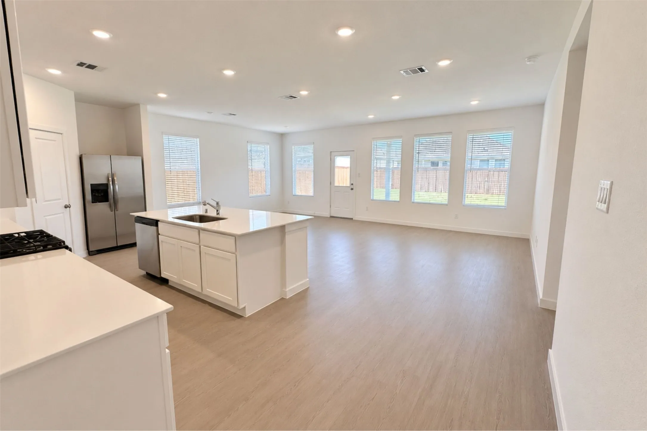 Open kitchen and living area