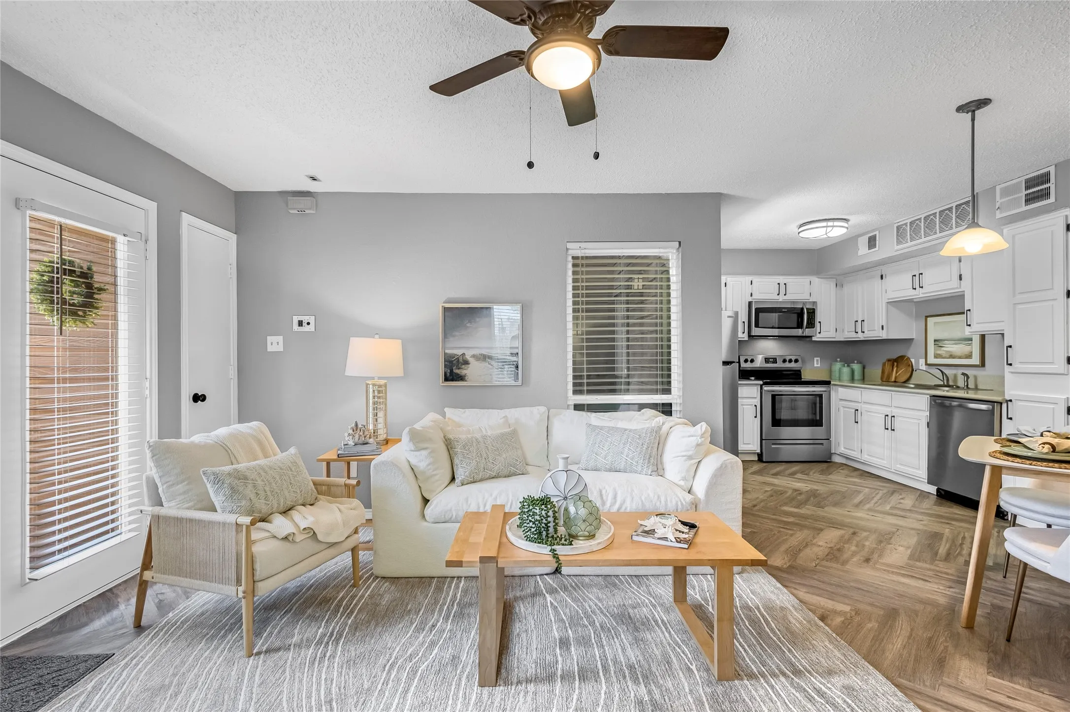 Fresh paint throughout including walls, doors, trim, baseboards and cabinets.