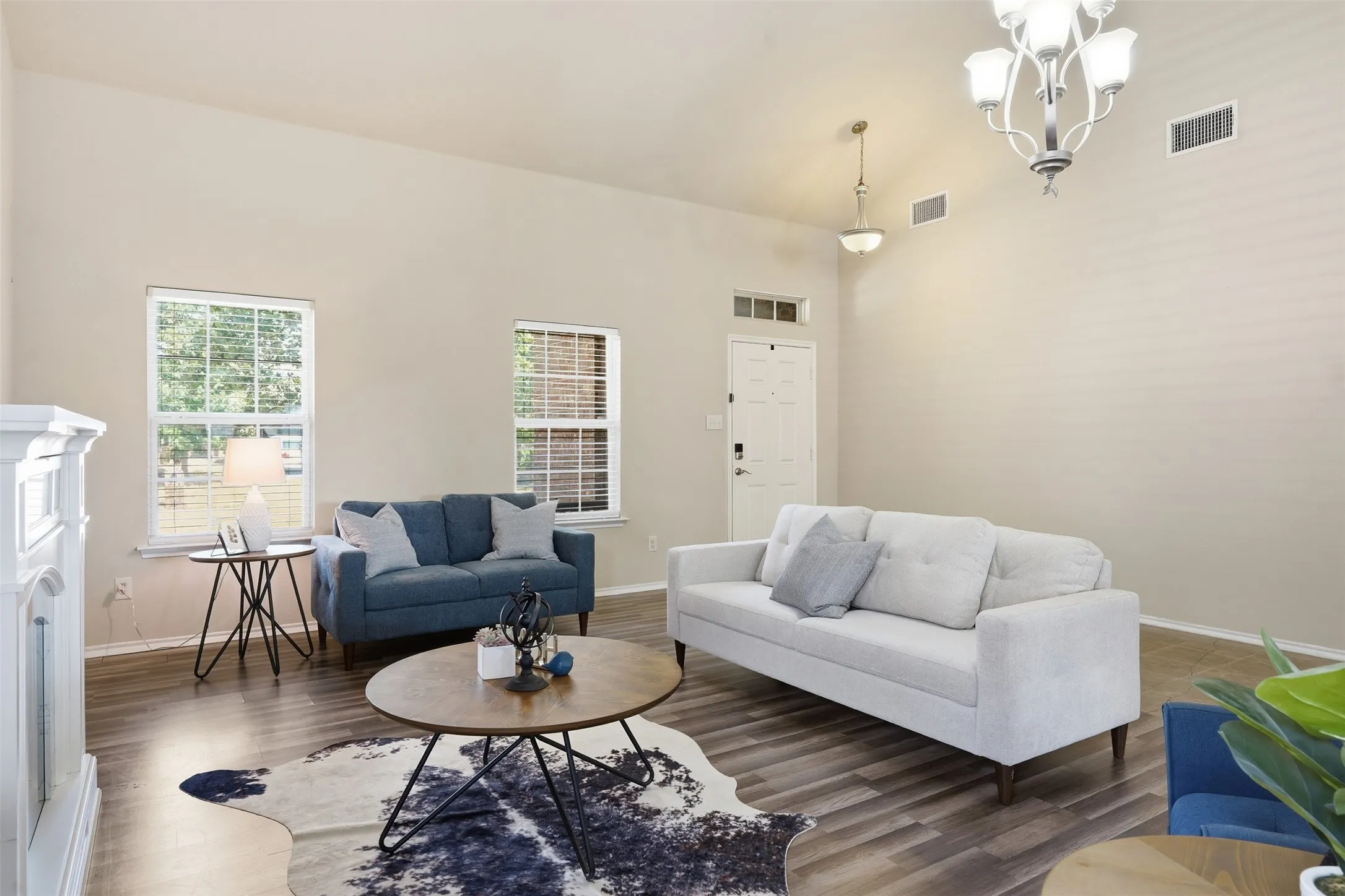 Natural light and an open-concept design create a comfortable gathering space at 227 Old Spanish Trail.