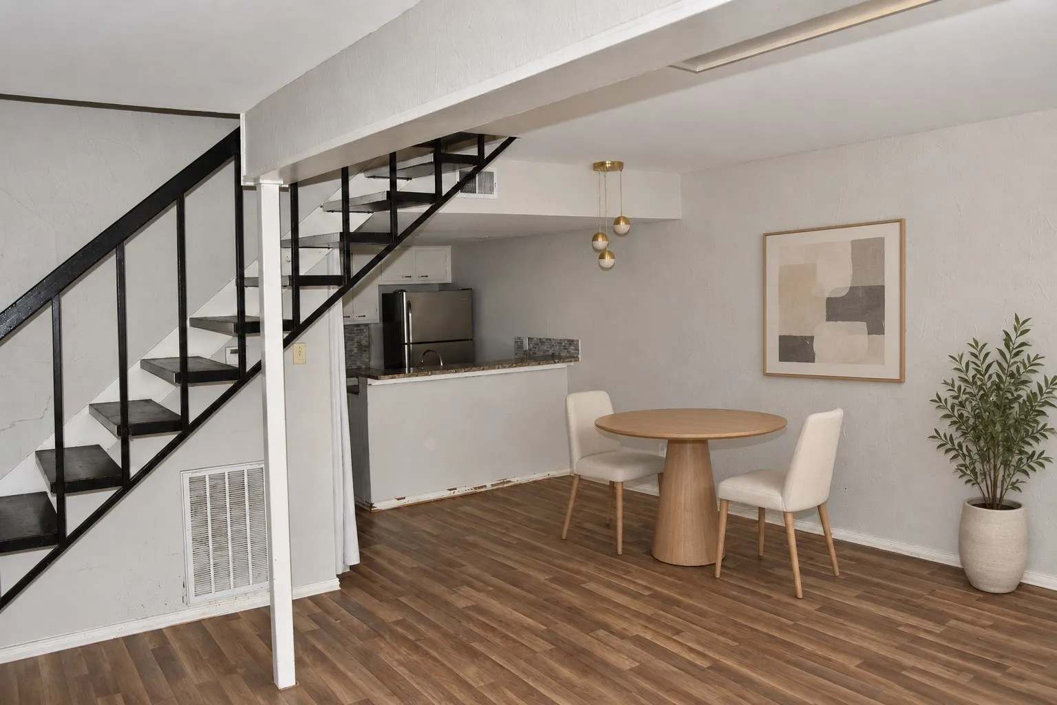Wood-finish flooring throughout the main level
