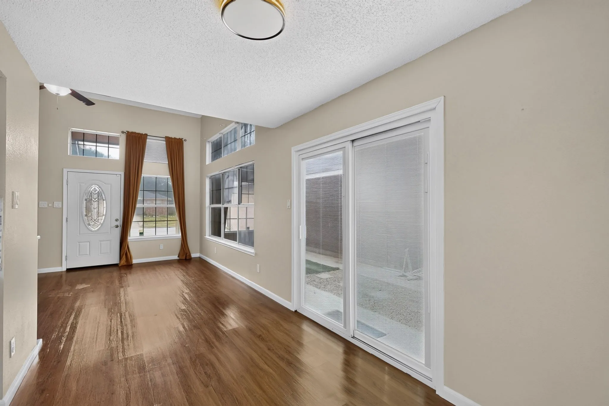 Wood-finish flooring throughout