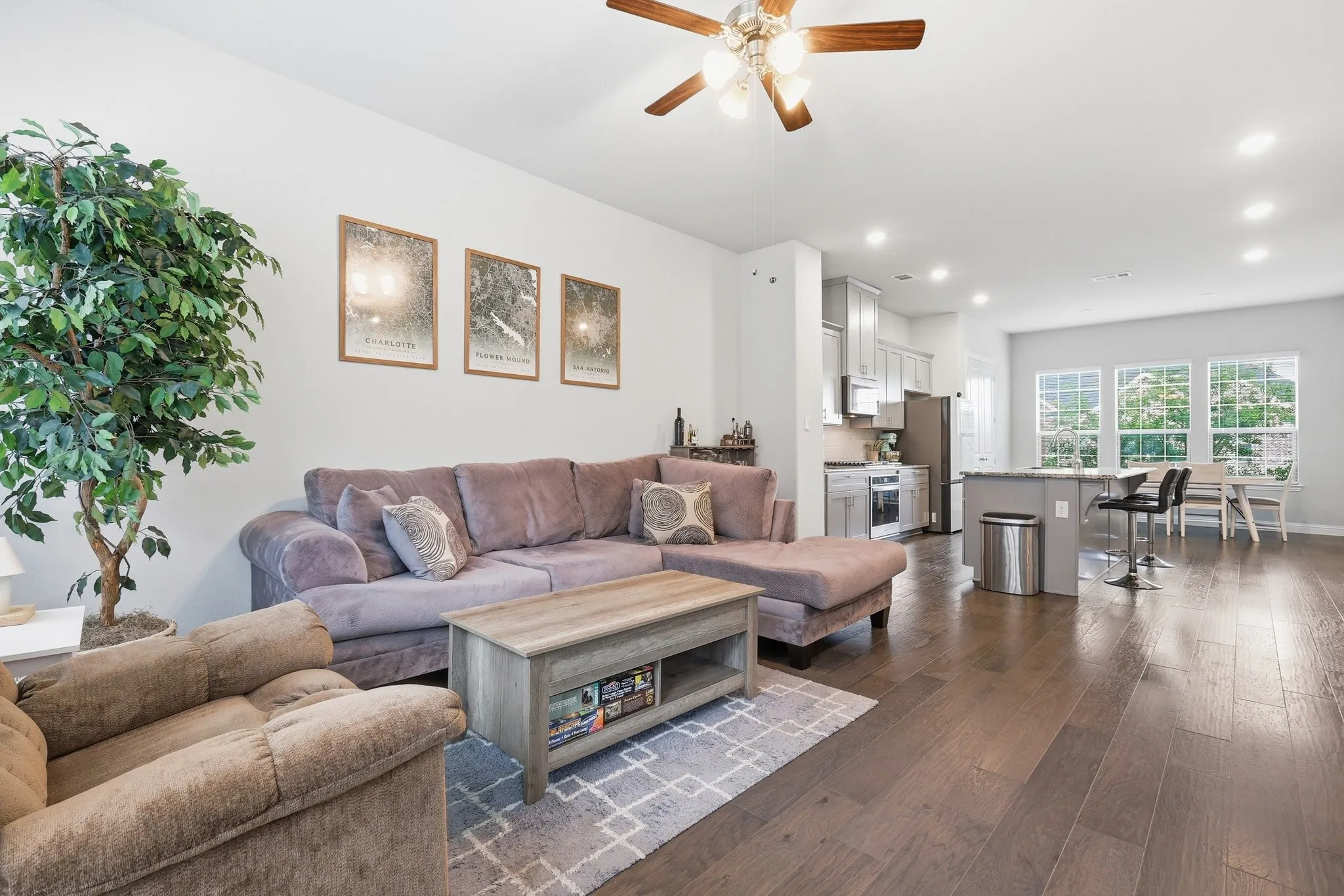 Another view from Family, Kitchen into Dining! Such an open concept of living!