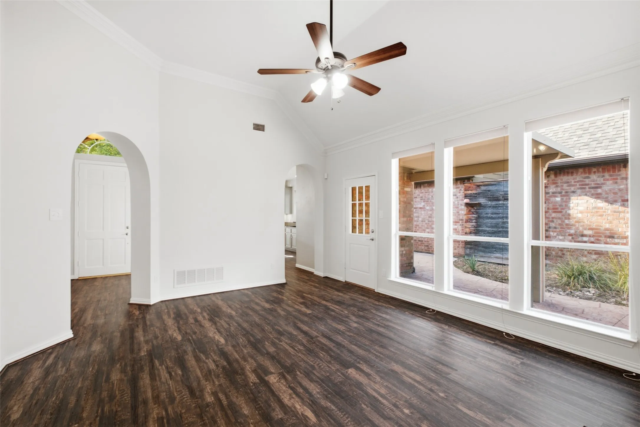 The patio is one step away through the back door — indoor-outdoor living without a renovation