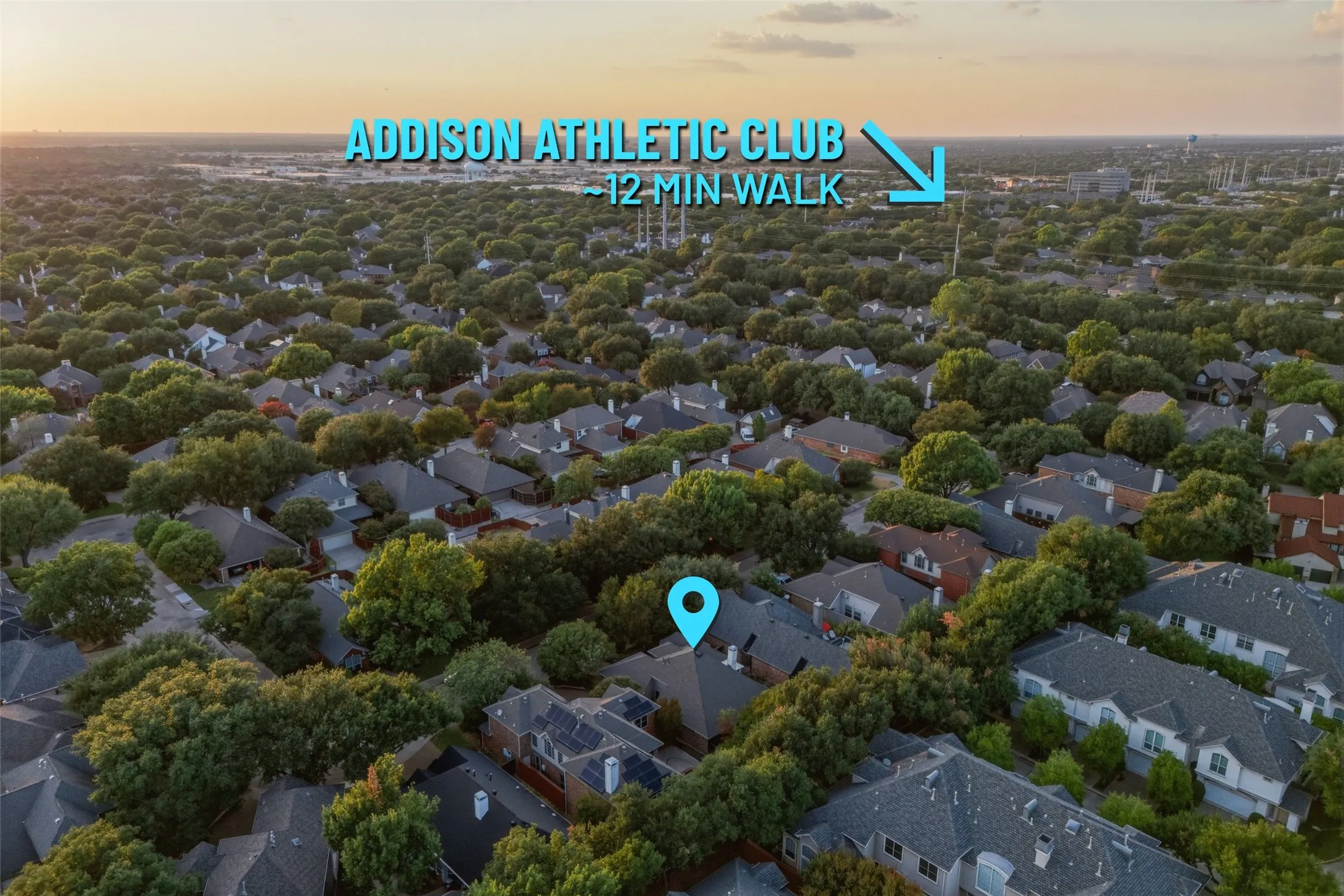 Addison Athletic Club is roughly a 12-minute walk from the front door