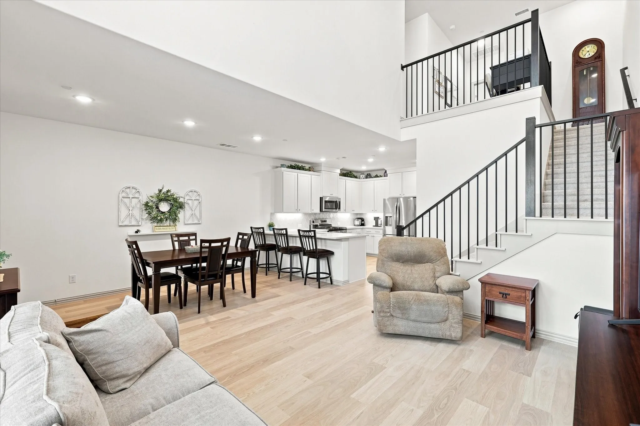 Open-concept design makes entire lower floor shared living space.  Great for entertaining.