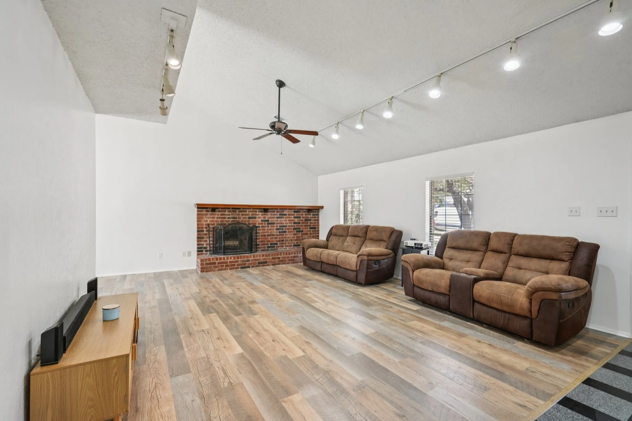 Open Living Room with Fireplace