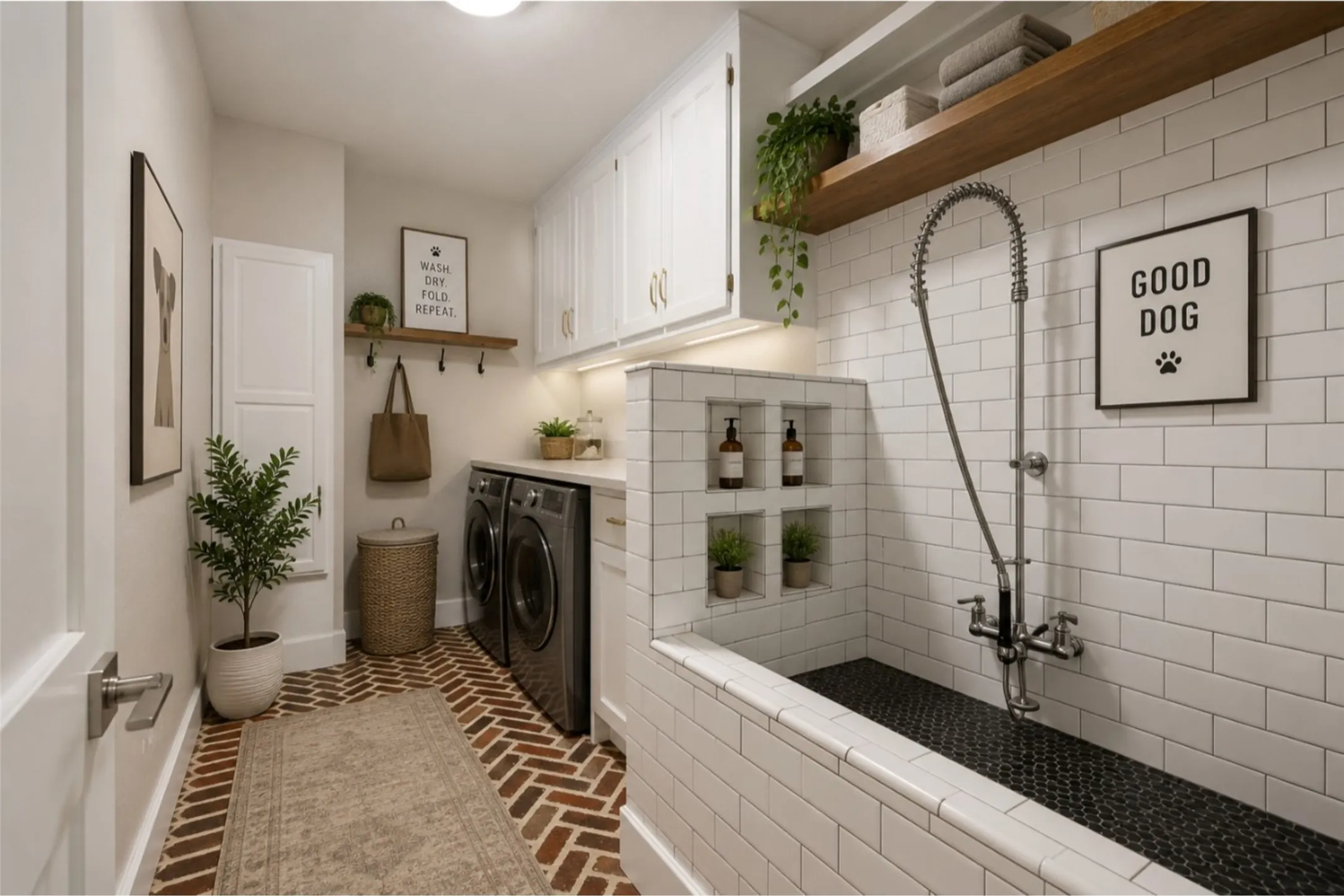 Virtually staged laundry room