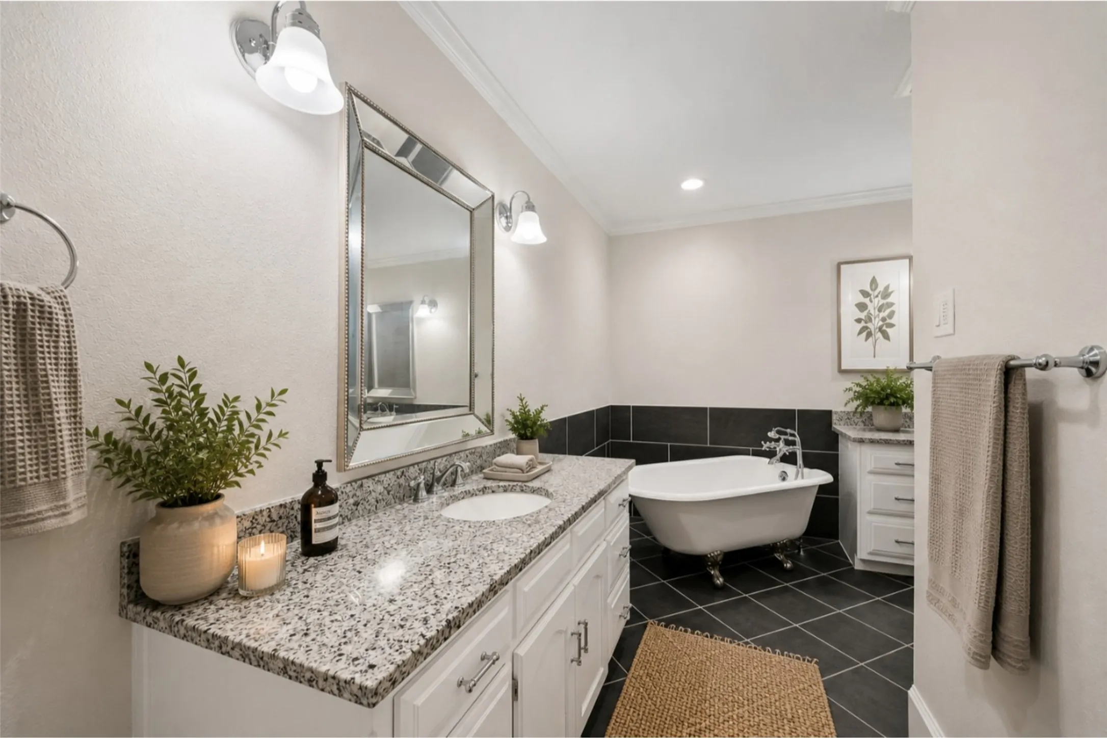 Virtually staged primary bathroom