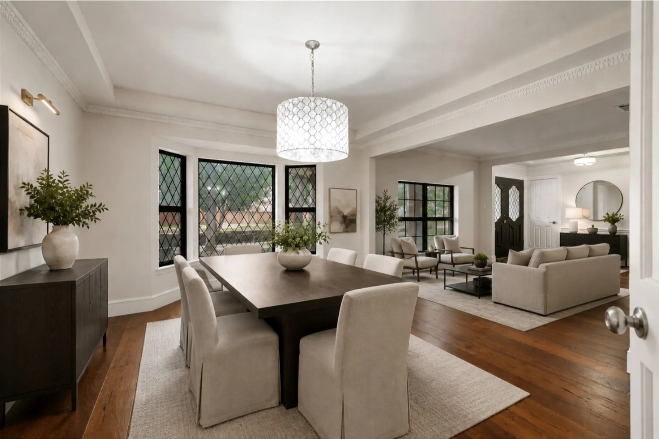 Virtually staged formal living and dining