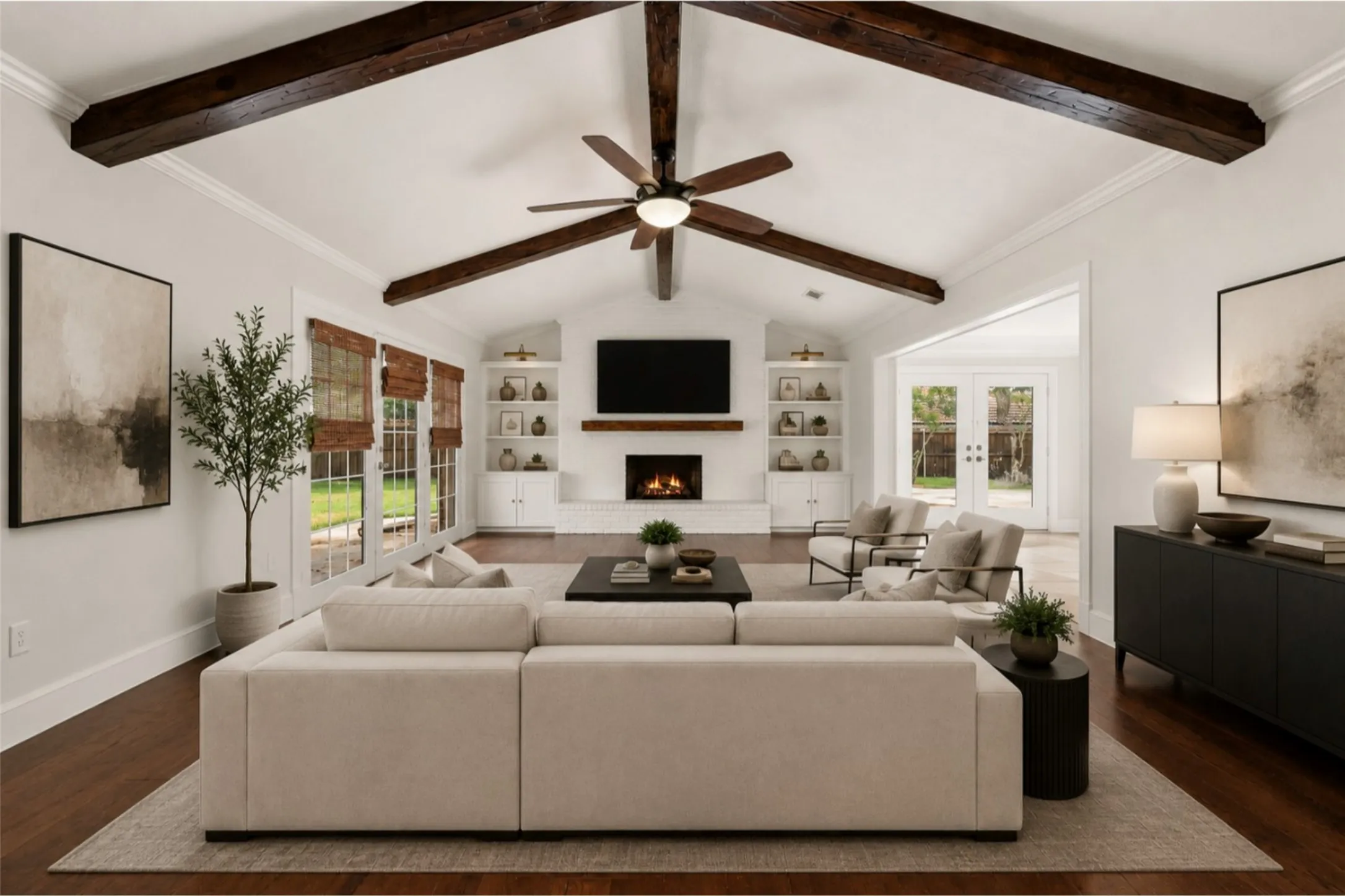 Virtually staged living room