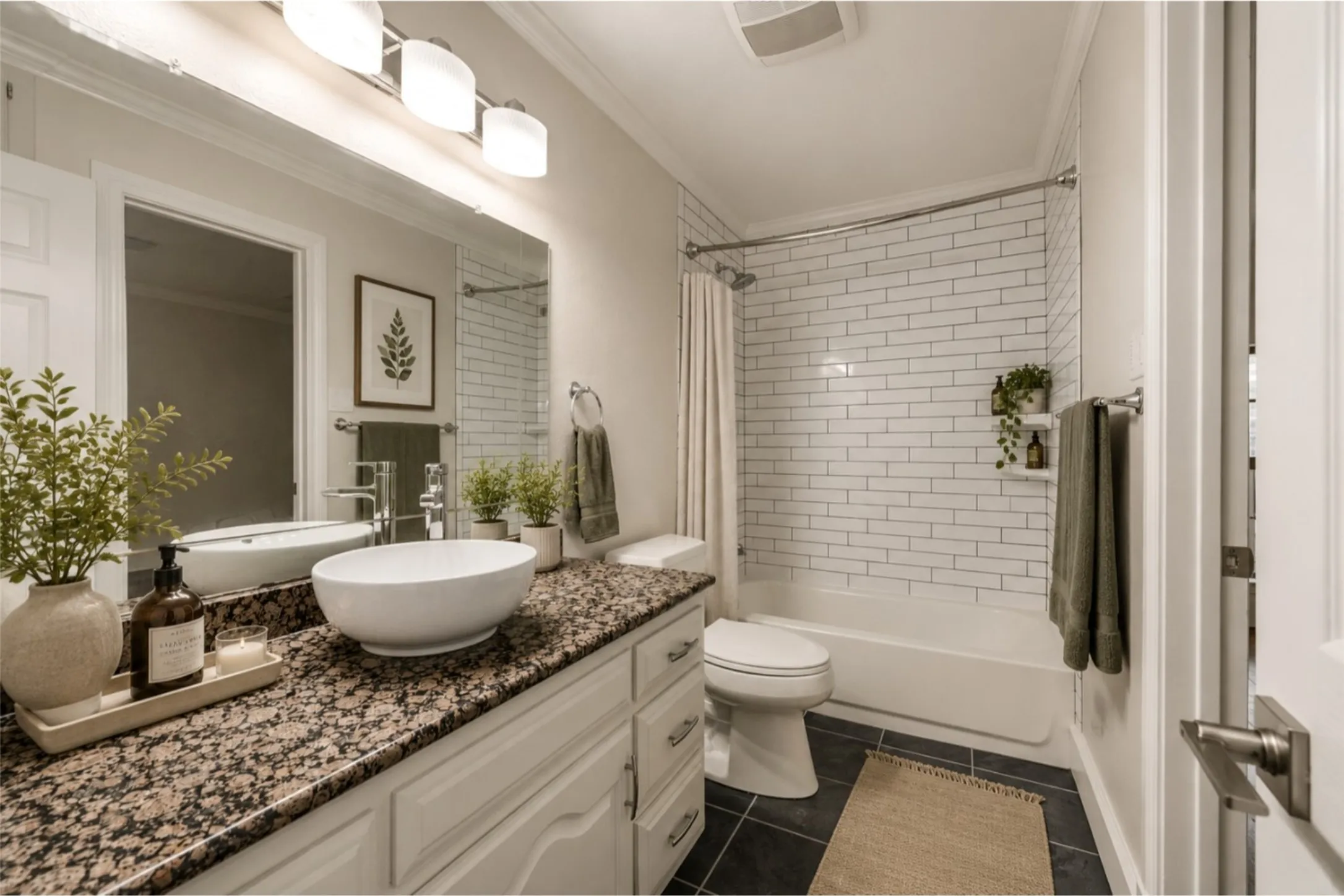 Updated guest bath with granite