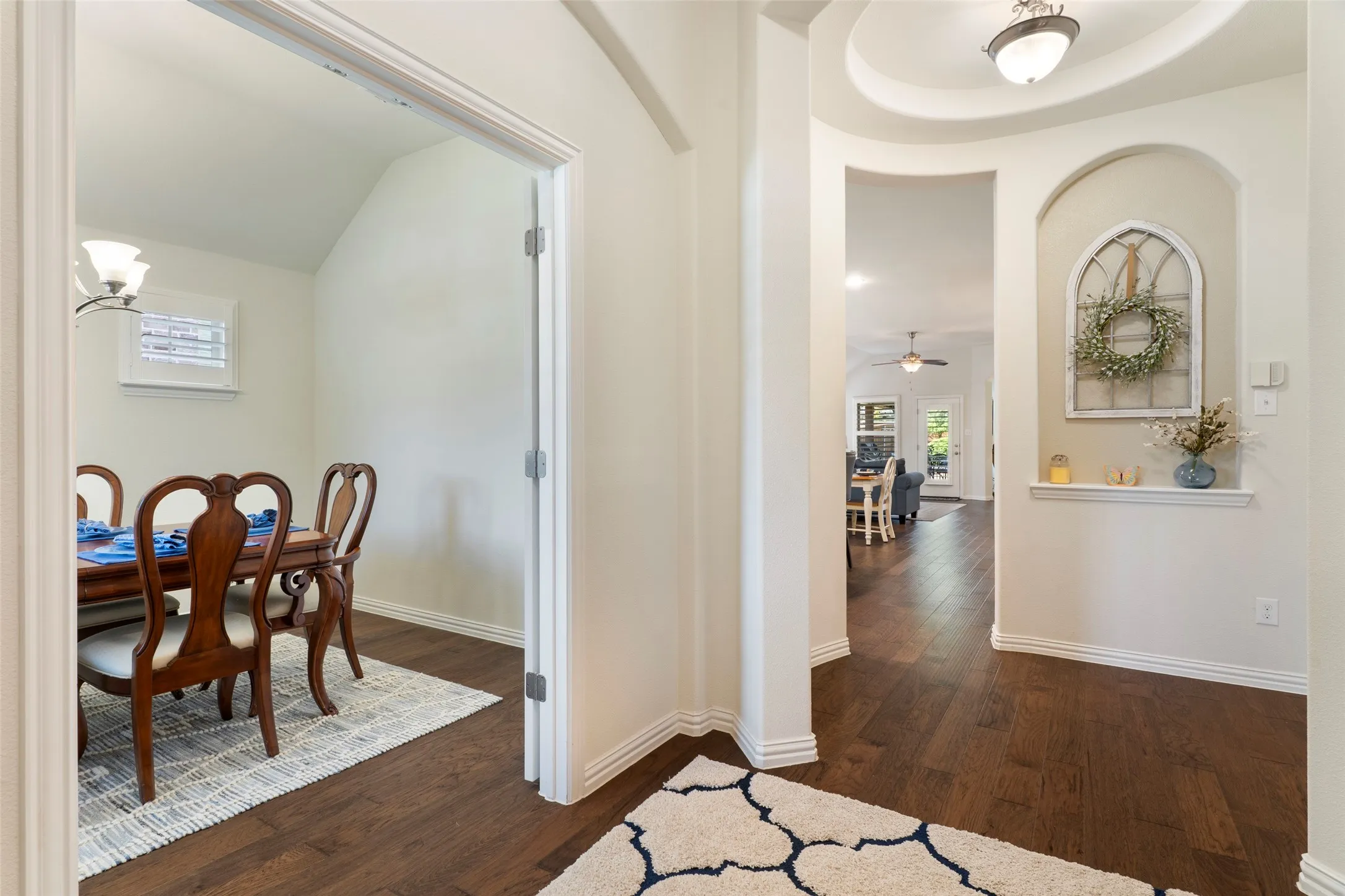 View from Front Door, with Flex Room with french doors to the left