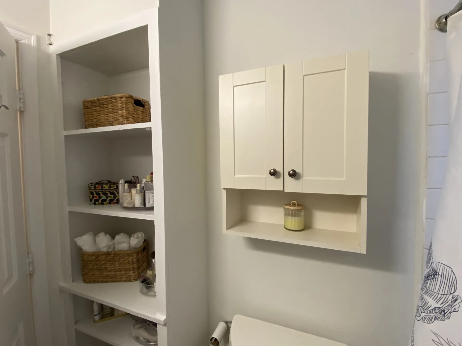 Built-in shelving unit providing ample storage