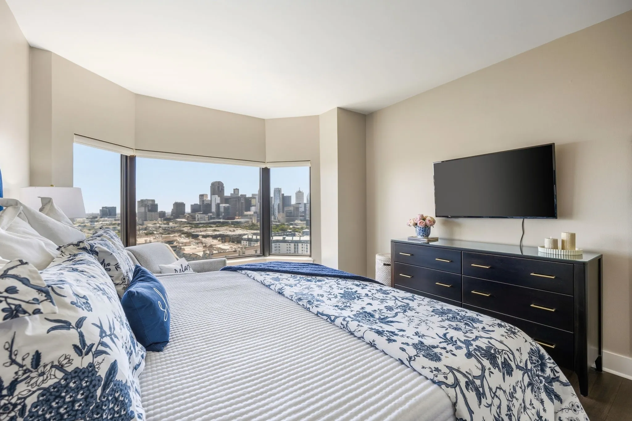 Imagine waking up to this breathtaking view each morning or drifting off to sleep while taking in the sparkling Dallas skyline—an incredible backdrop to start and end your day.