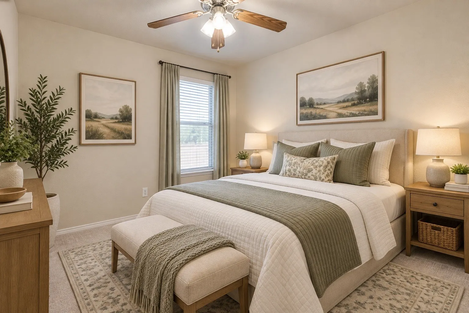 Virtually staged bedroom using AI