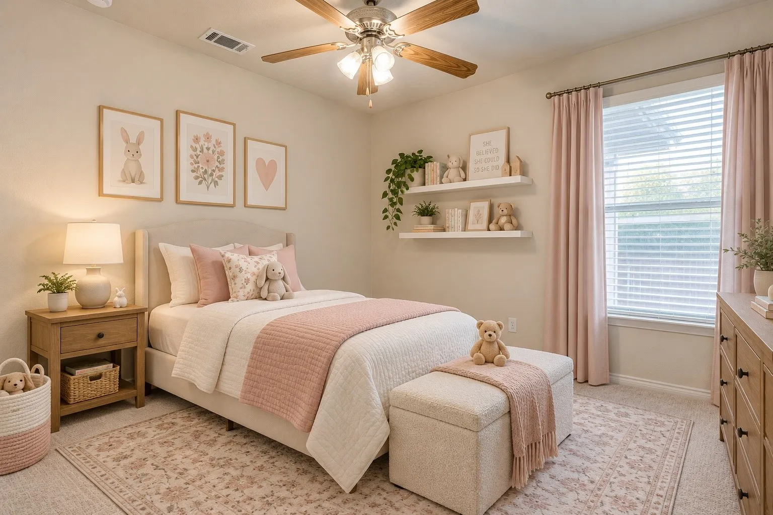 Virtually staged bedroom using AI