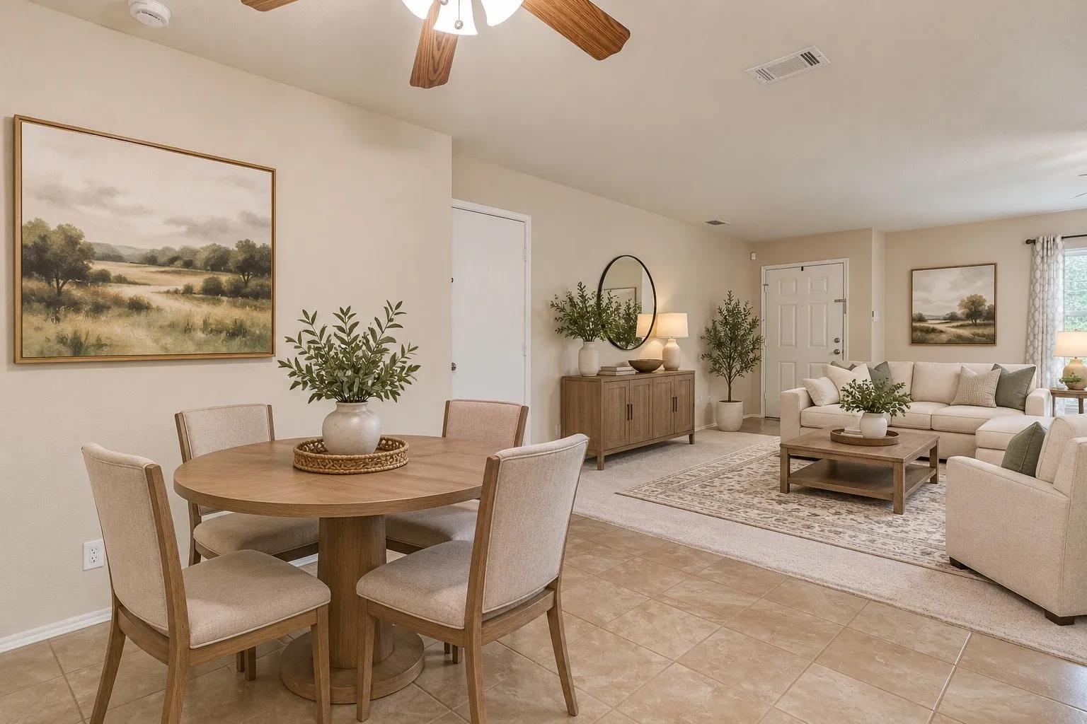 Living/dining area - Virtually staged with AI