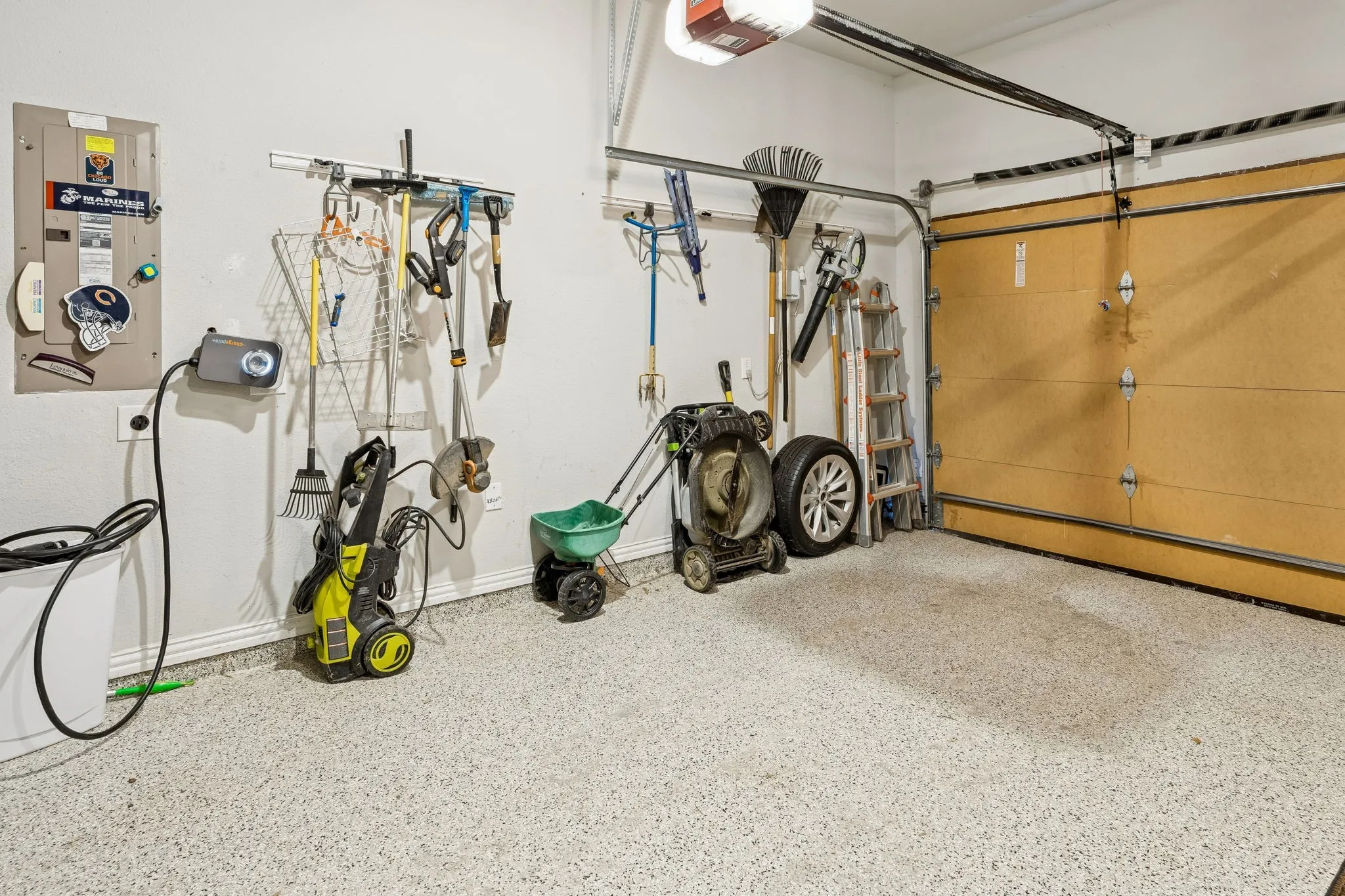 finished garage floor with built-in storage