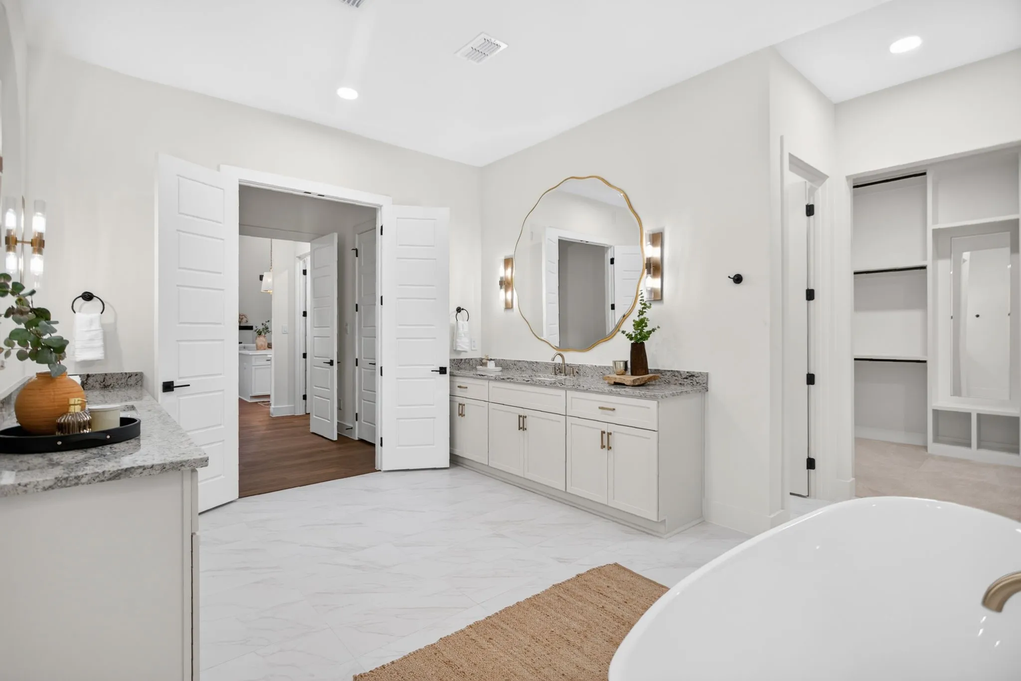 One more view. The vestibule beyond can be closed off. A peek into the master closet...