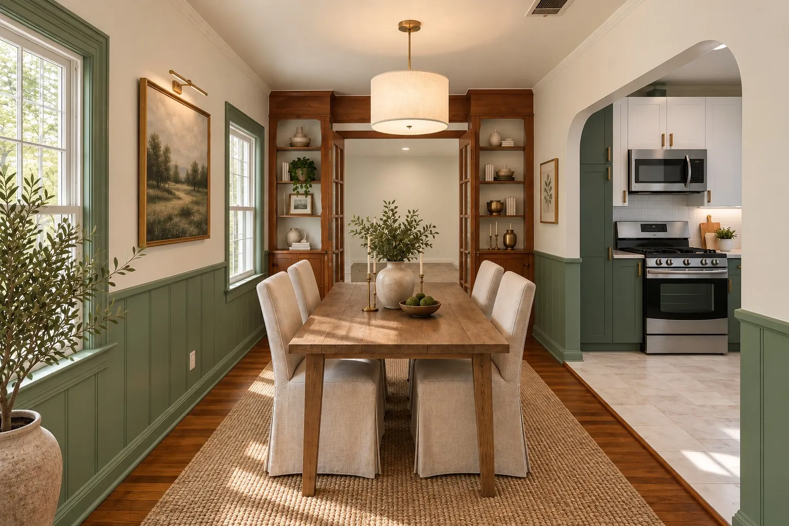 Virtually staged Dining Room.
