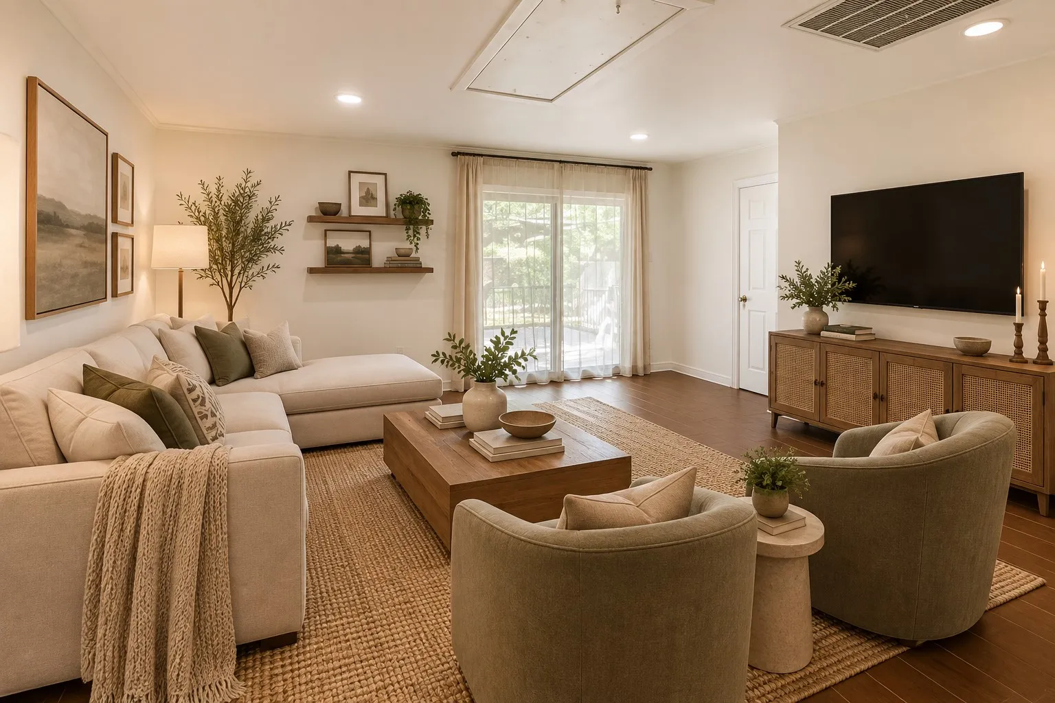 Rear flexroom virtually staged as a living space