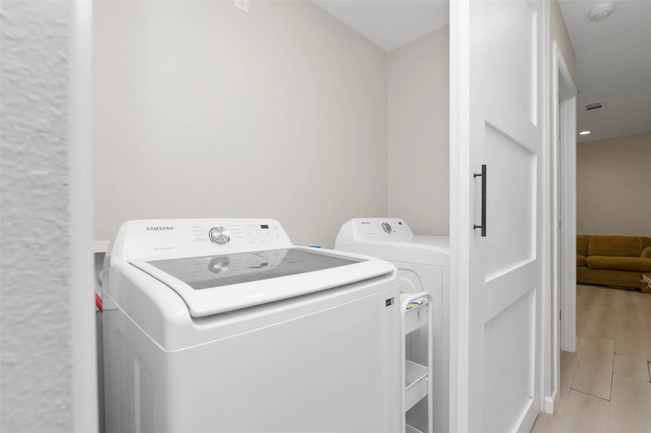 Full size washer and dryer hook up.
