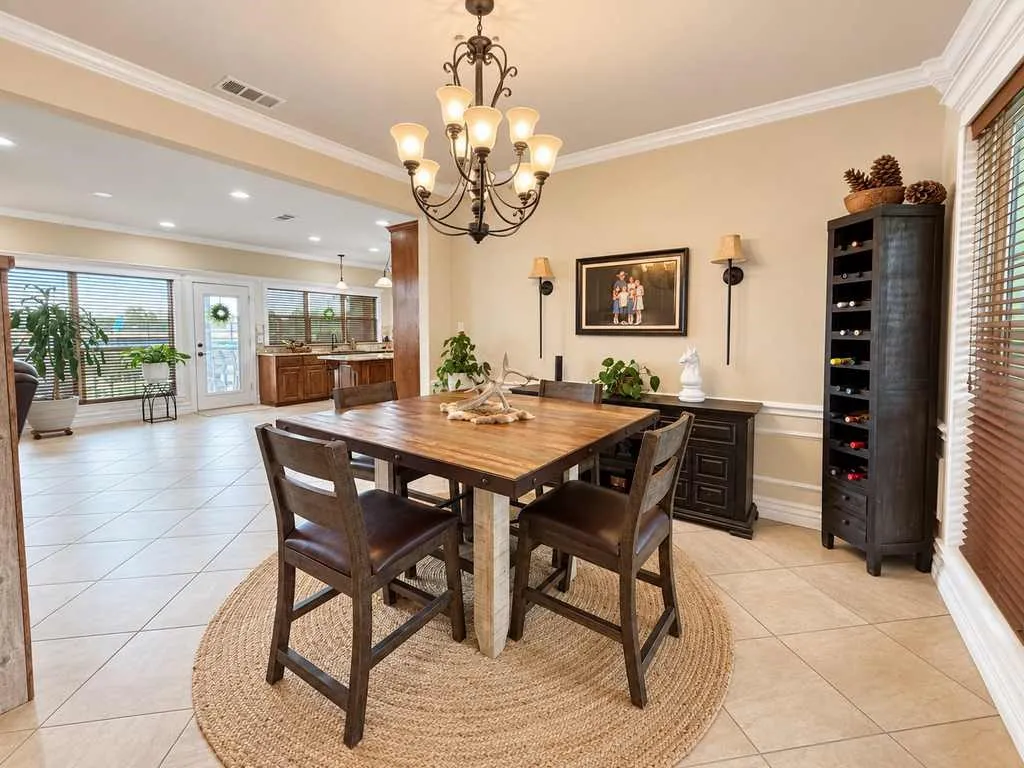 Dining area with backyard views and convenient access to the kitchen.